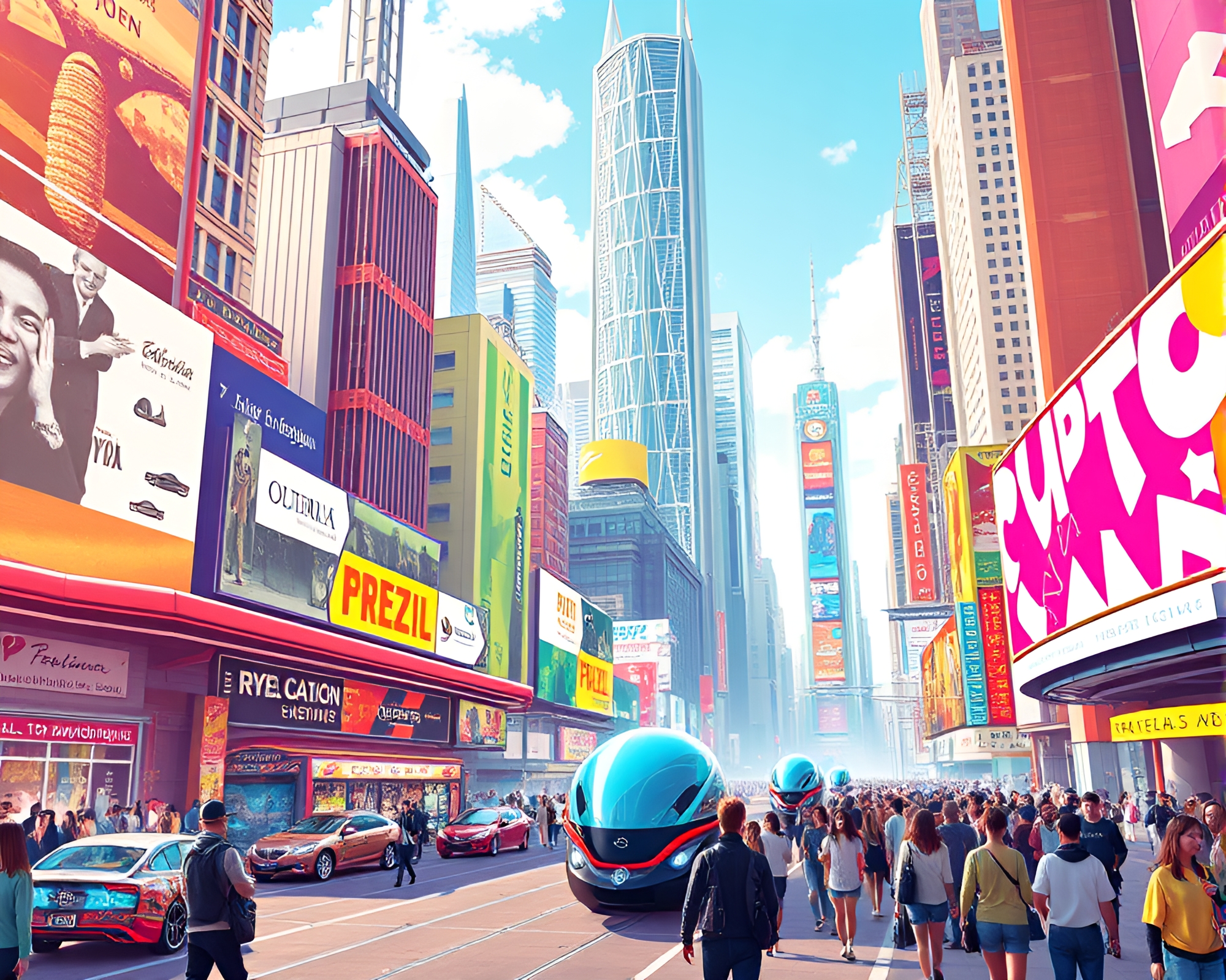 Energetic Cityscape Buzzing with Futuristic Vibrance – free AI stock image
