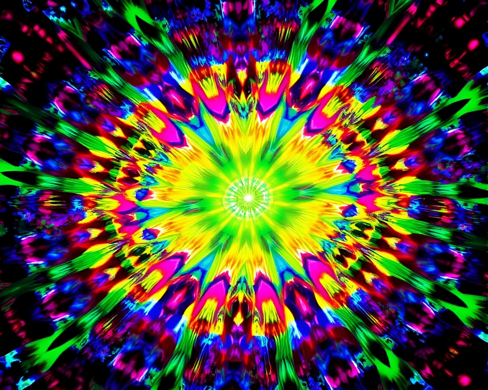 A vivid kaleidoscopic display of mesmerizing colors and shapes.