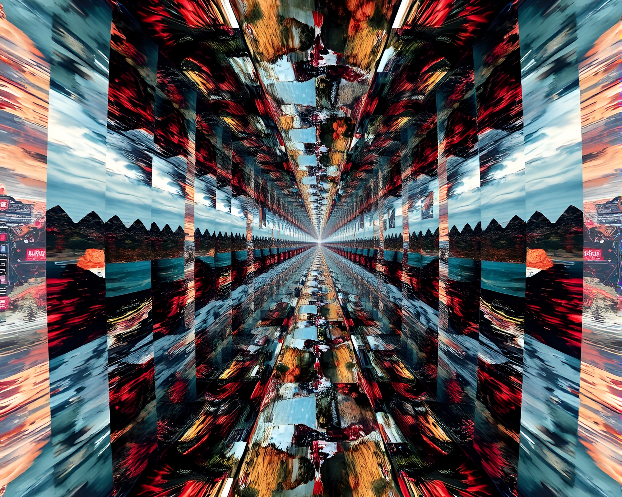 Mesmerizing Mirror Labyrinth Collage with Endless Reflections – free AI stock image
