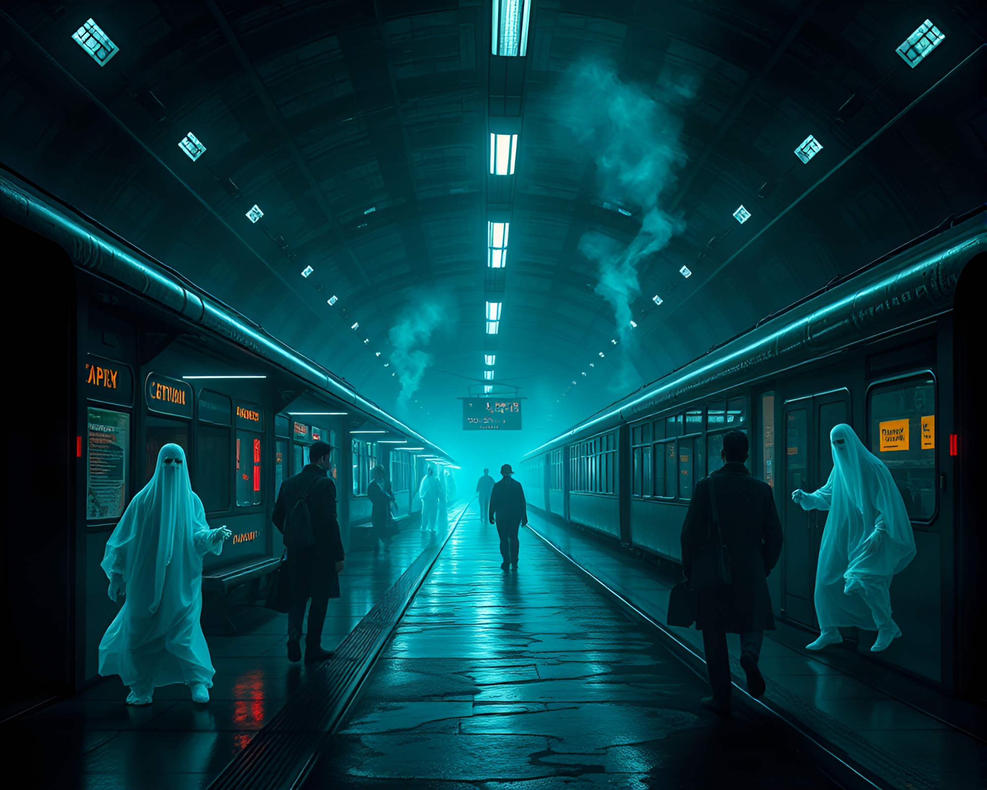 Surreal Phantom Train Station with Minimalist Modern Design – free AI stock image