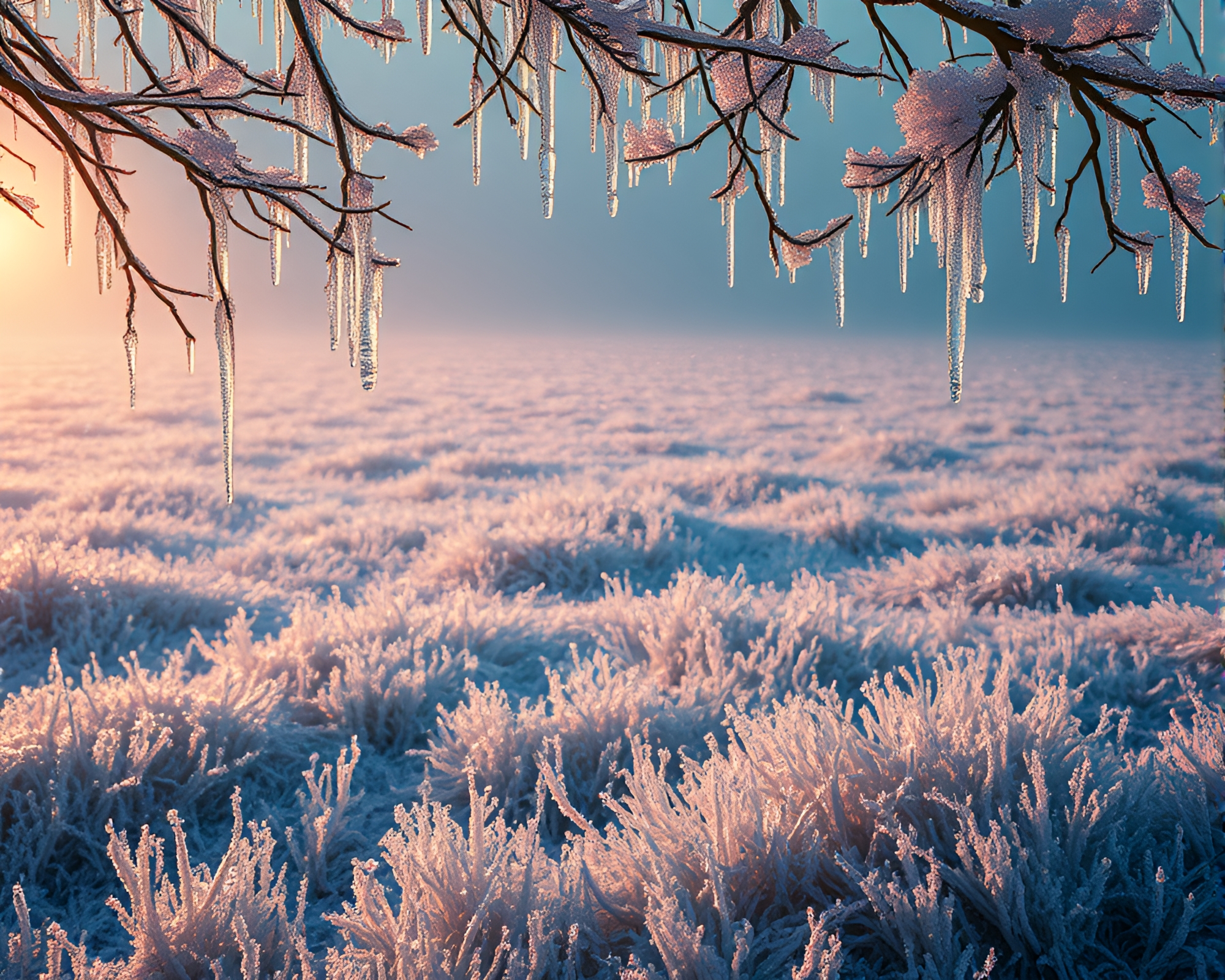Majestic Frost Plains: A Mesmerizing Winter Wonderland Scene – free AI stock image