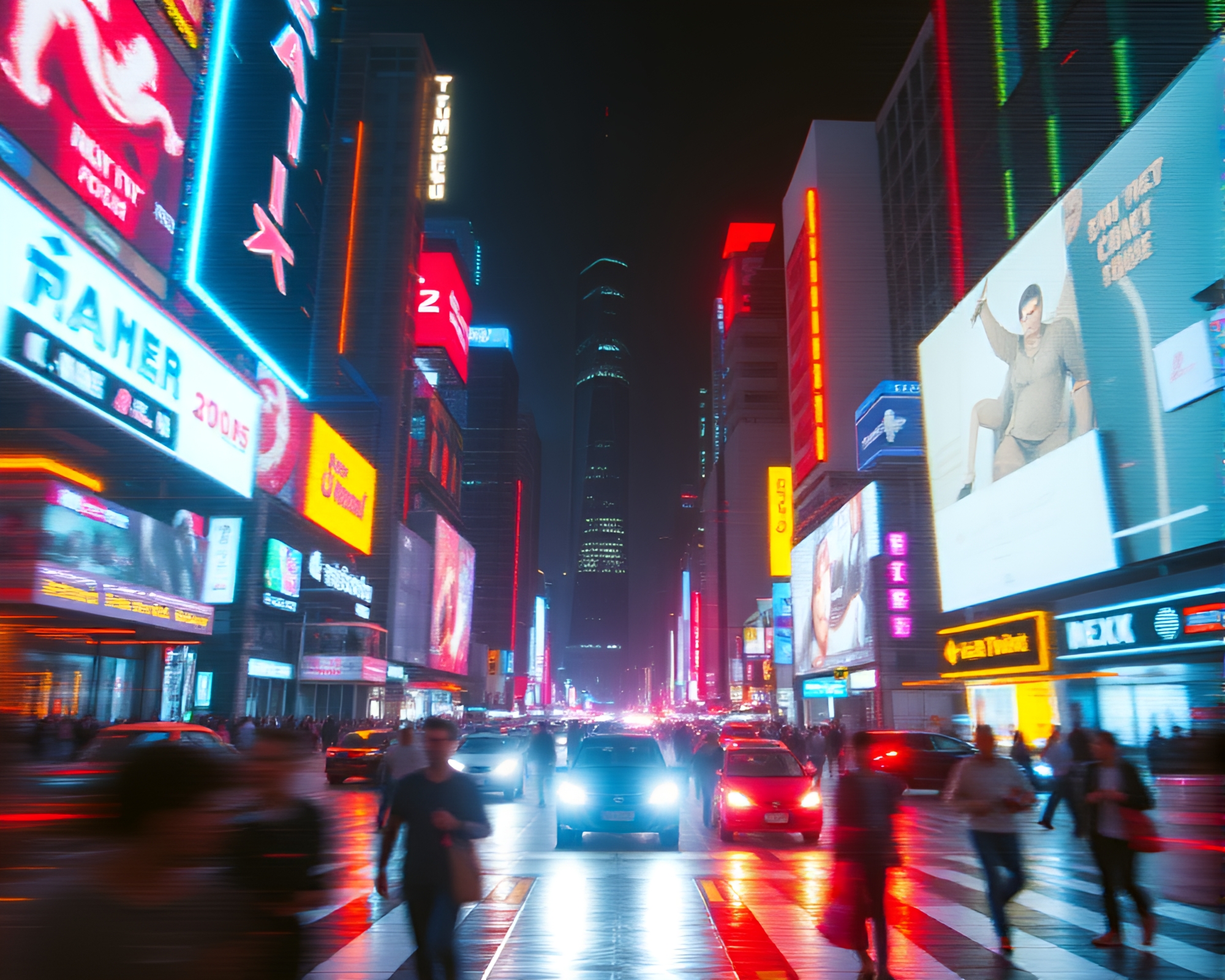 Vivid Glitch Art Metropolis Bustling With Energy – free AI stock image