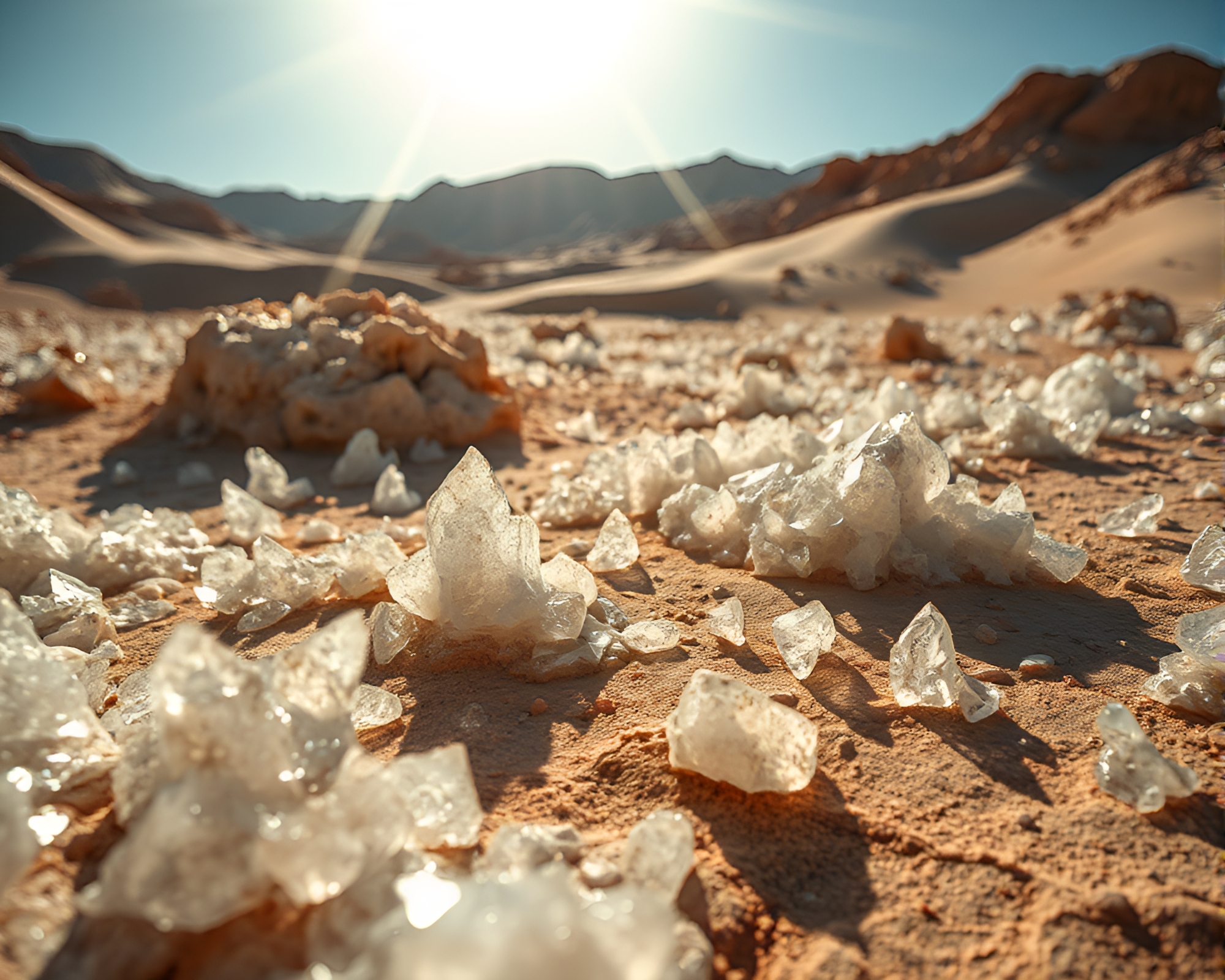 Mesmerizing Crystalline Desert Landscape in Macro Photography – free AI stock image
