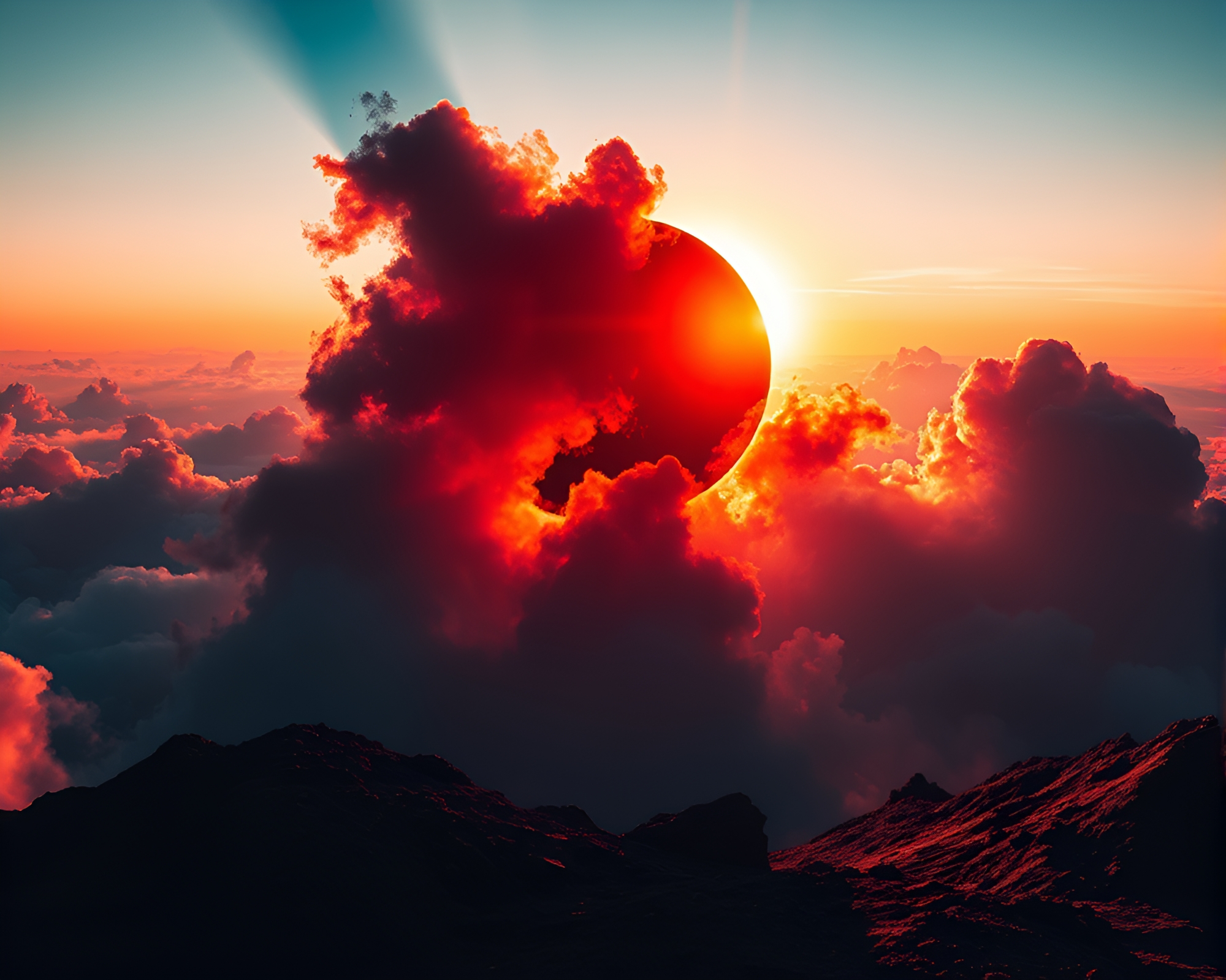 Enchanting Solar Eclipse Vision in Ethereal Landscape – free AI stock image