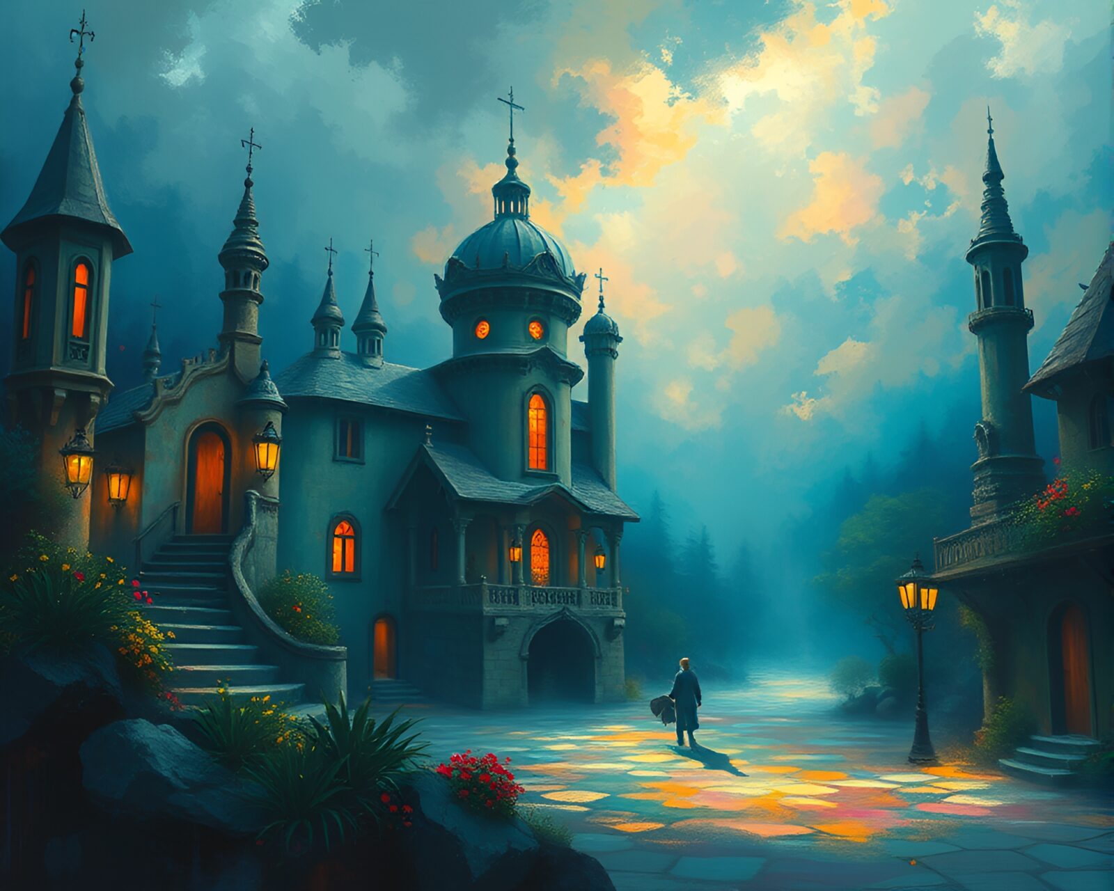 Vivid, dreamlike art piece depicting a mesmerizing memory palace
