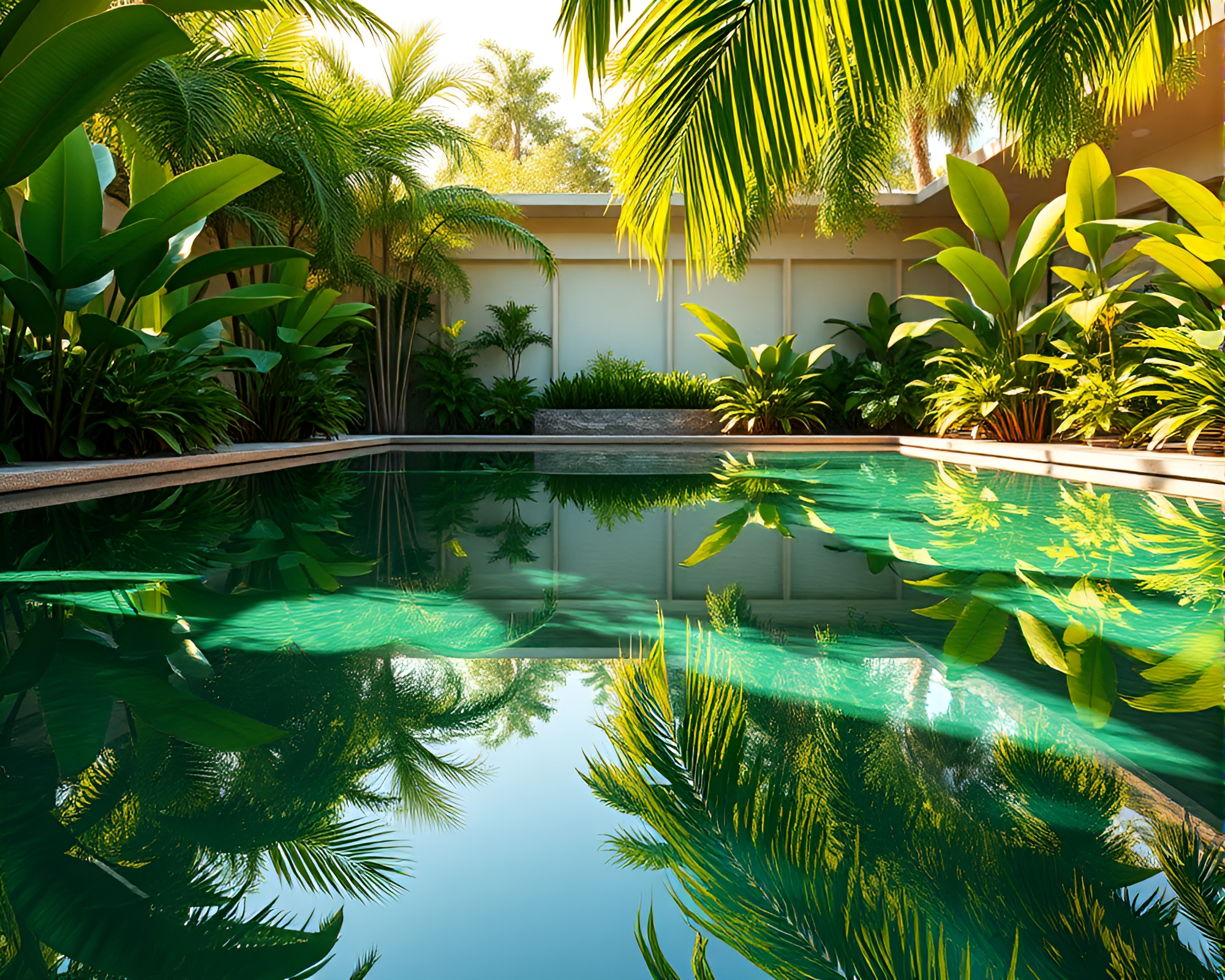 Surreal Oasis: Photorealistic Reflections in CGI Paradise – free AI stock image