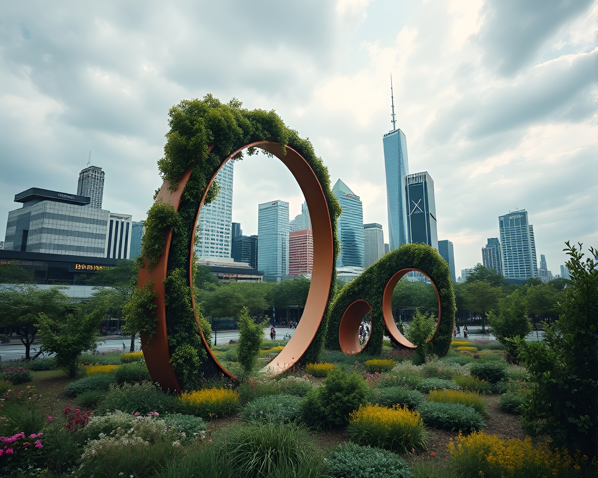 Tranquil Urban Oasis: Blending Serenity with Modernity – free AI stock image