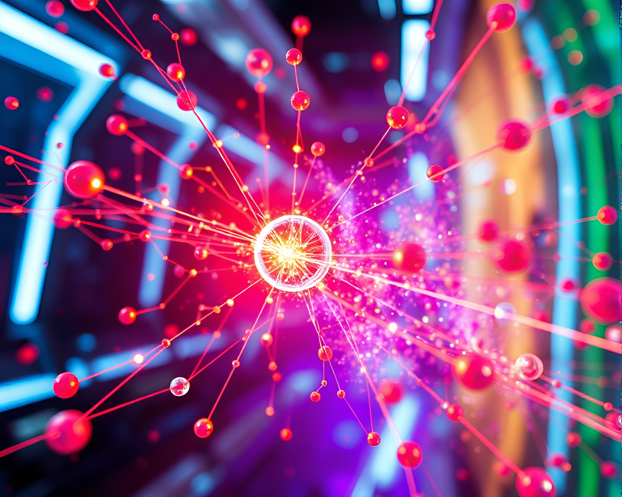 Futuristic Quantum Entanglement: A Vibrant Visual Symphony – free AI stock image