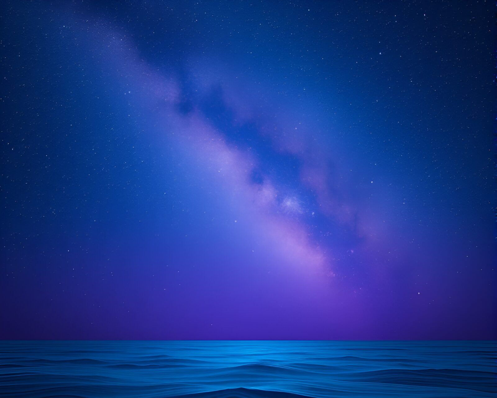 Minimalist acrylic painting of vast cosmic ocean with stars