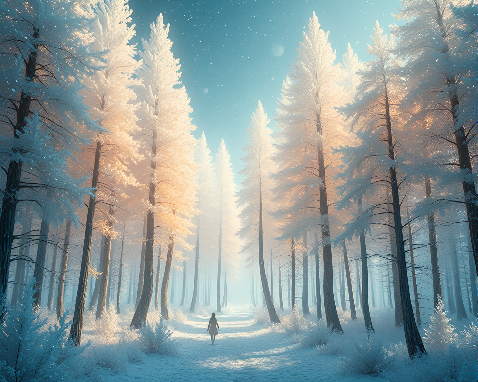 Enchanting Silicon Crystal Forest Glows in Soft Light – free AI stock image