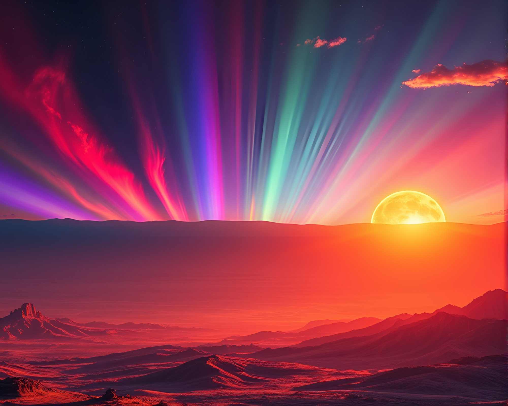 Spectacular Solar Flare Casting Alien Glow Over Landscape – free AI stock image