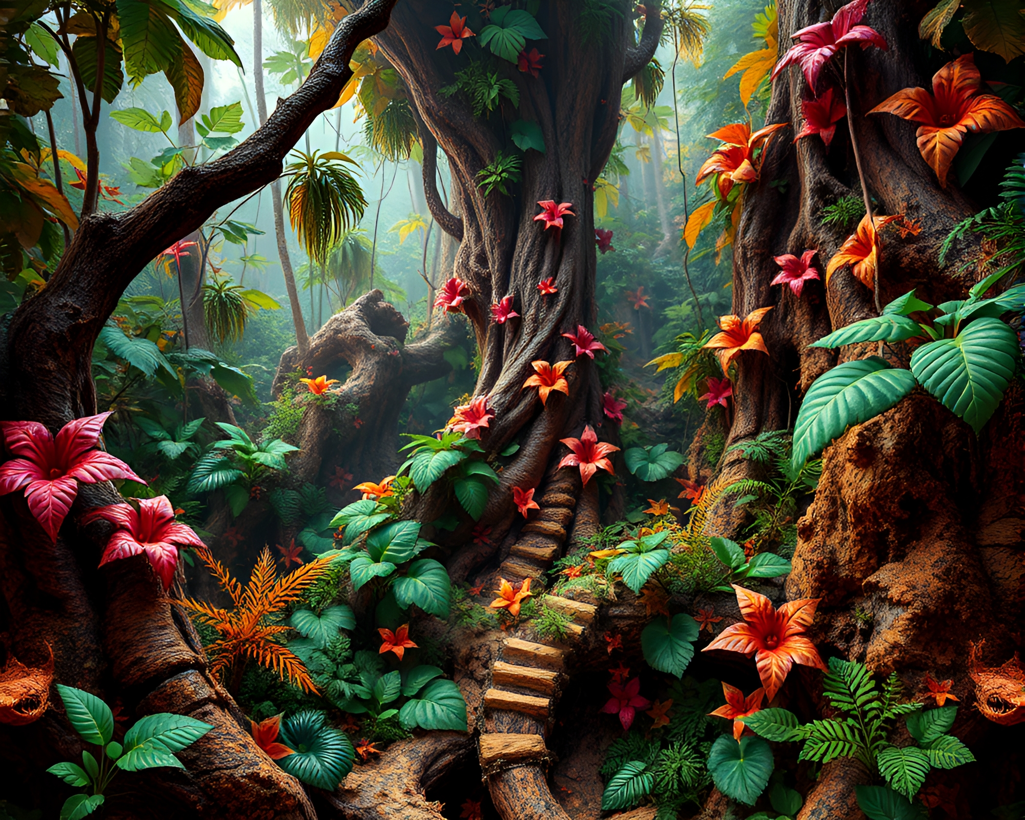 Colorful Fractal Jungle: A Vibrant Organic Wonderland – free AI stock image
