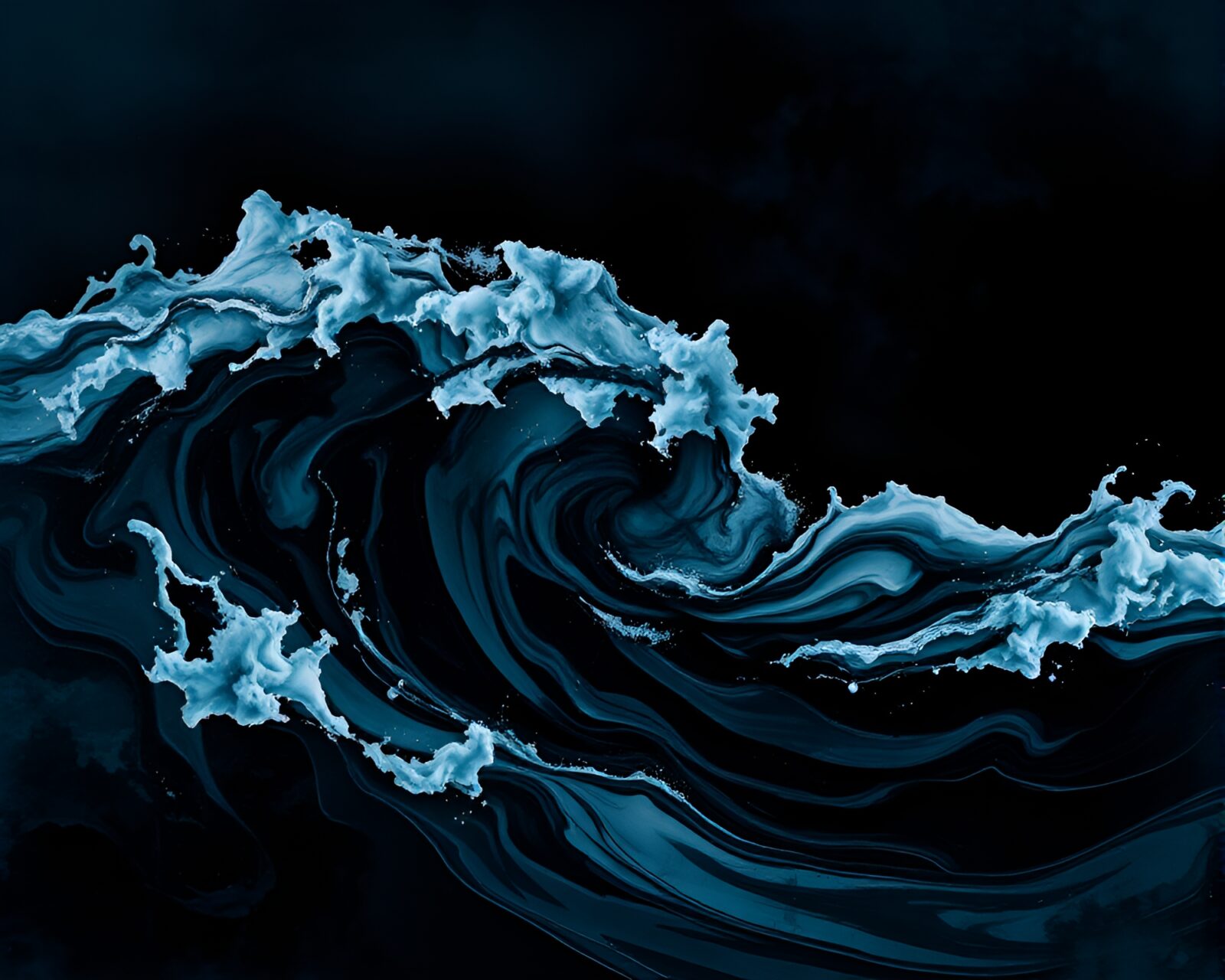 Swirling ink ocean evoking tension, mix of realism and abstract shapes