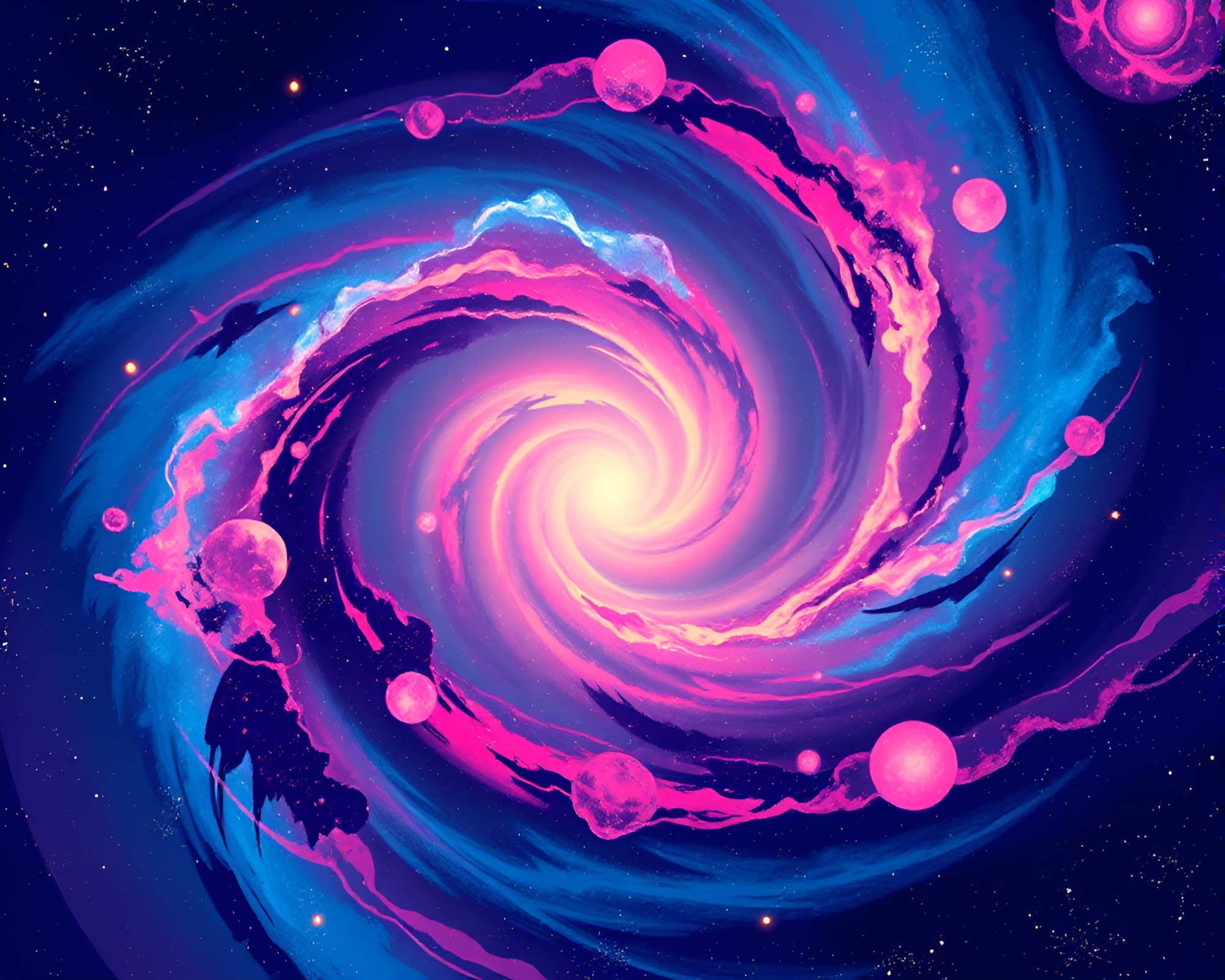 Vibrant Pop Art Cosmic Nebula Swirl Masterpiece – free AI stock image