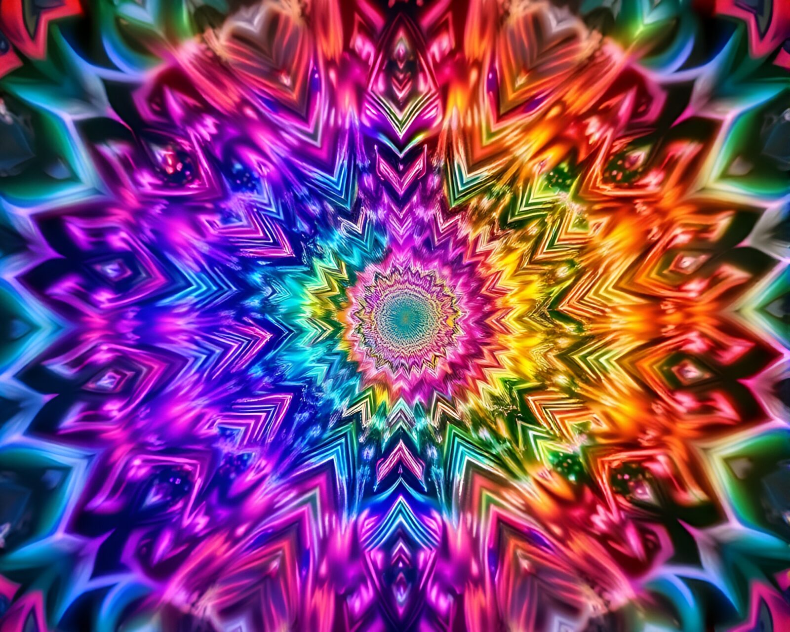 Vibrant kaleidoscopic pattern creating depth and movement