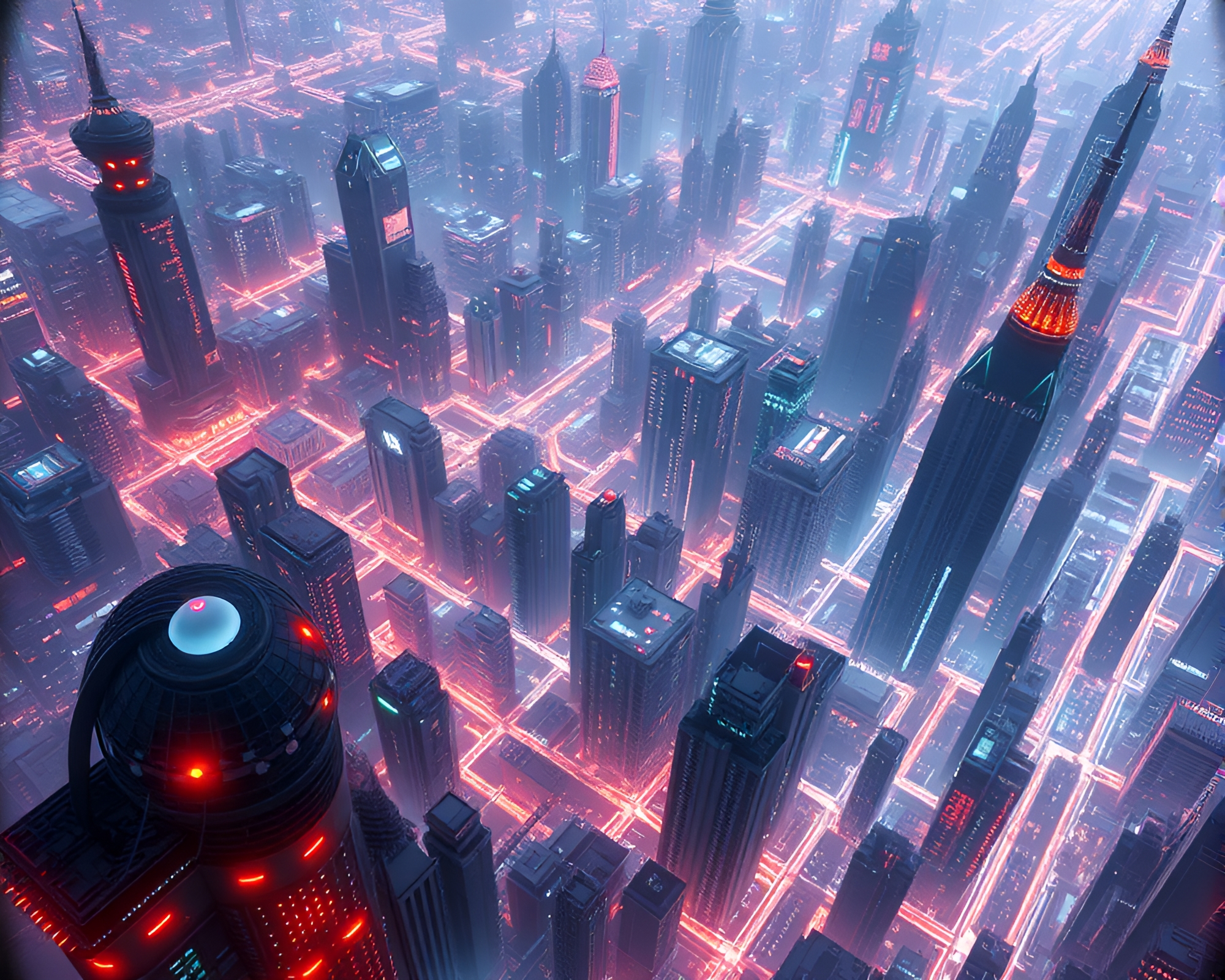 Futuristic Cityscape with Intricate Fractal Patterns – free AI stock image