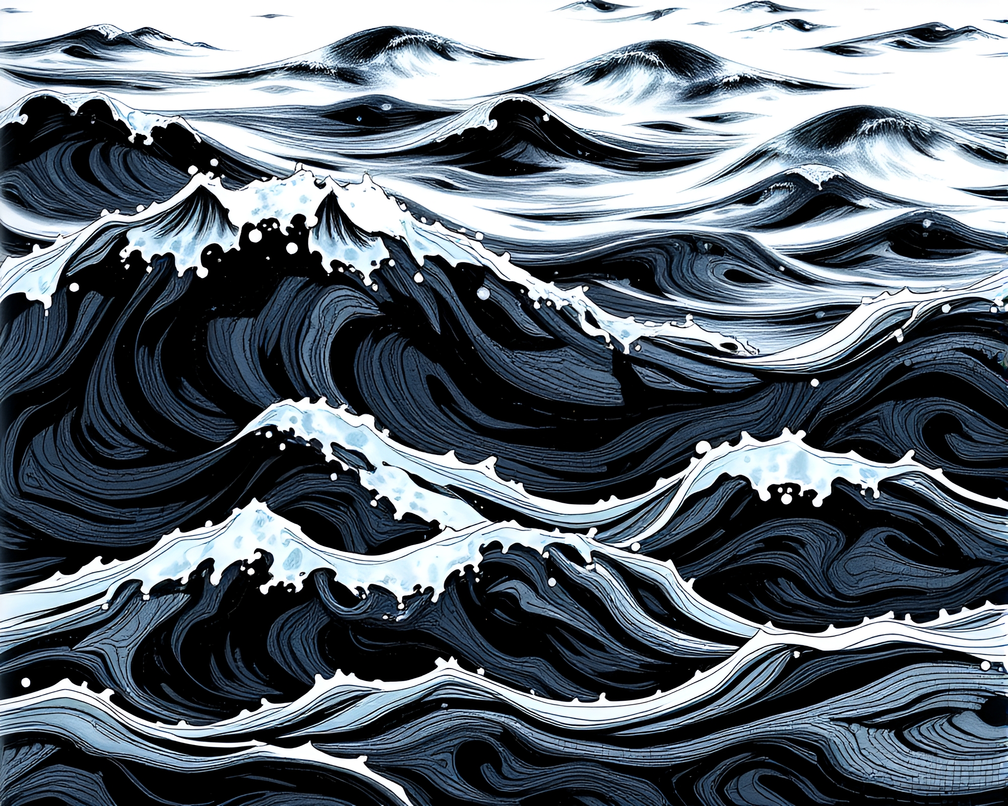 Mesmerizing Swirling Ink Ocean with Calming Waves – free AI stock image