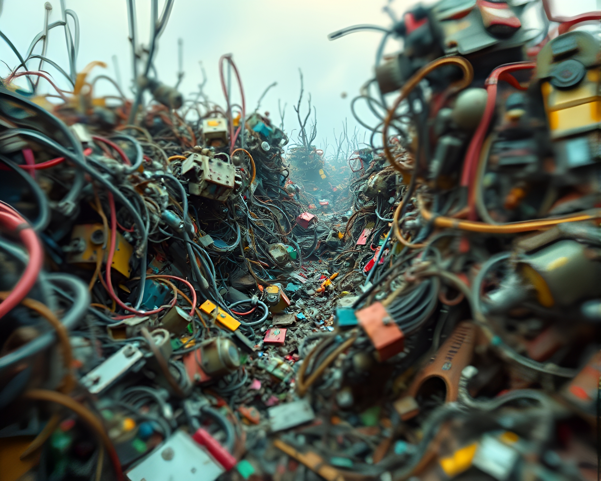 Chaos in the Abandoned Robotic Junkyard: Impressionistic Delight – free AI stock image