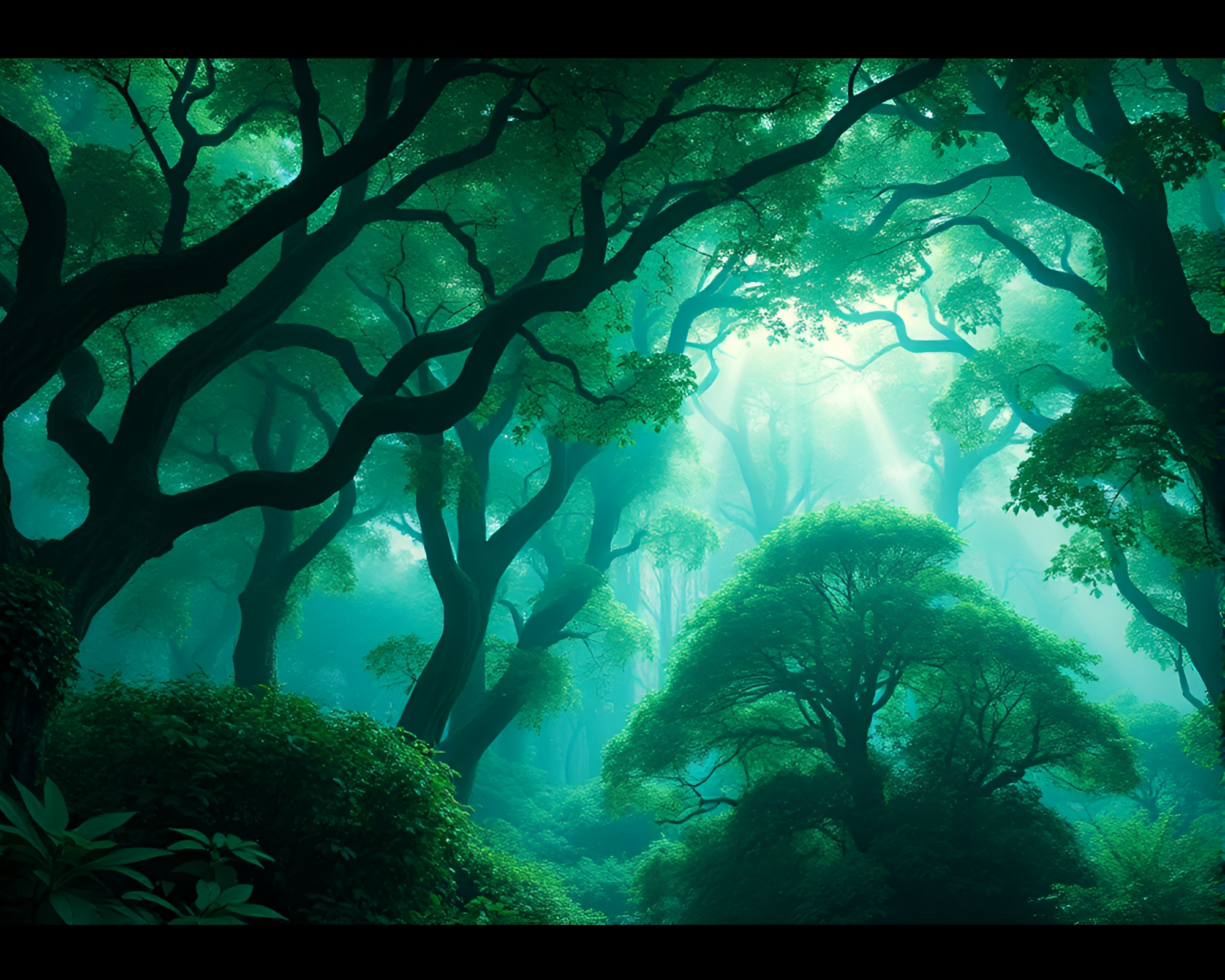 Captivating Emerald Canopy Glade in Surreal Art – free AI stock image