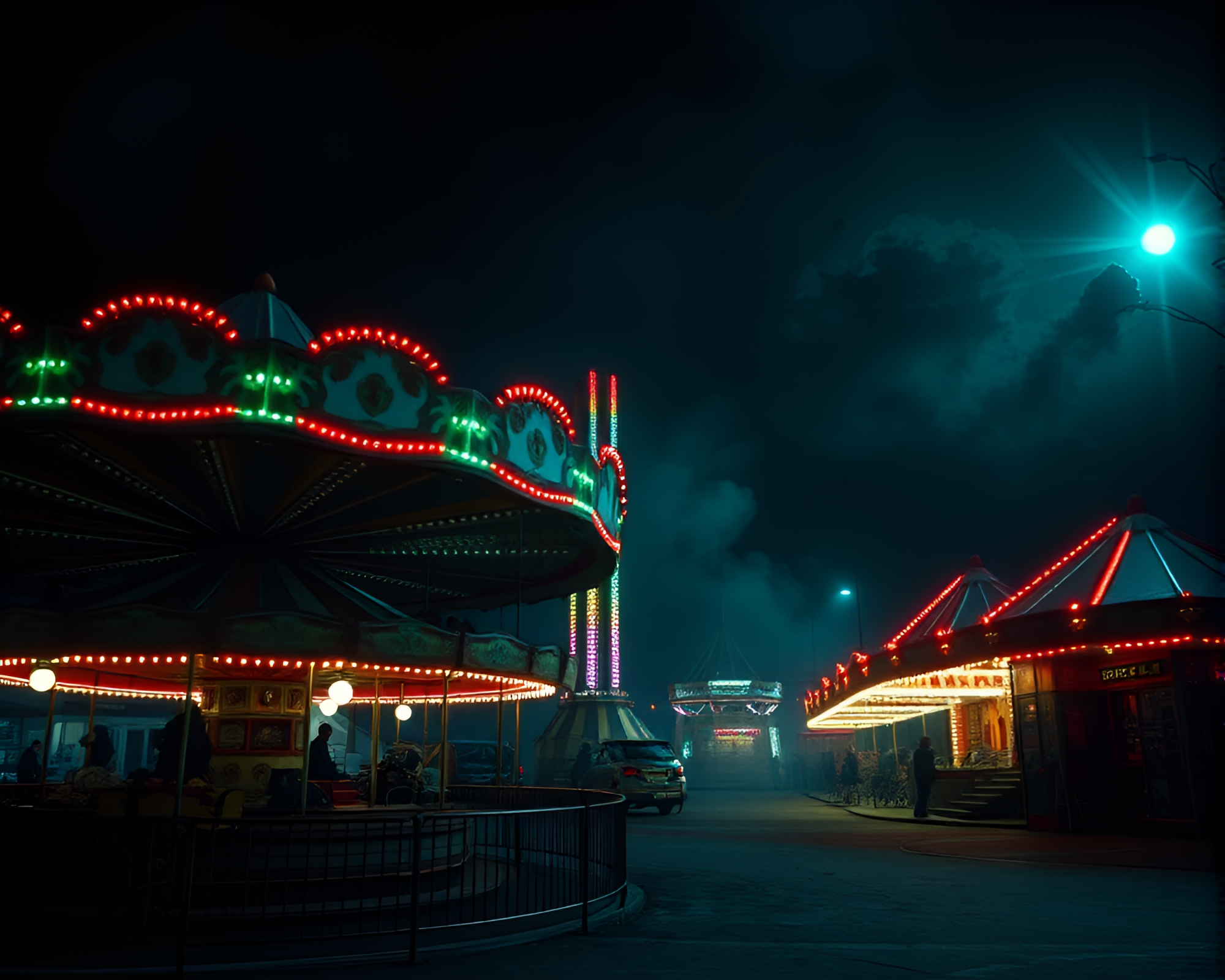 Spectral Carnival Photomontage Collage Emanates Melancholic Beauty – free AI stock image