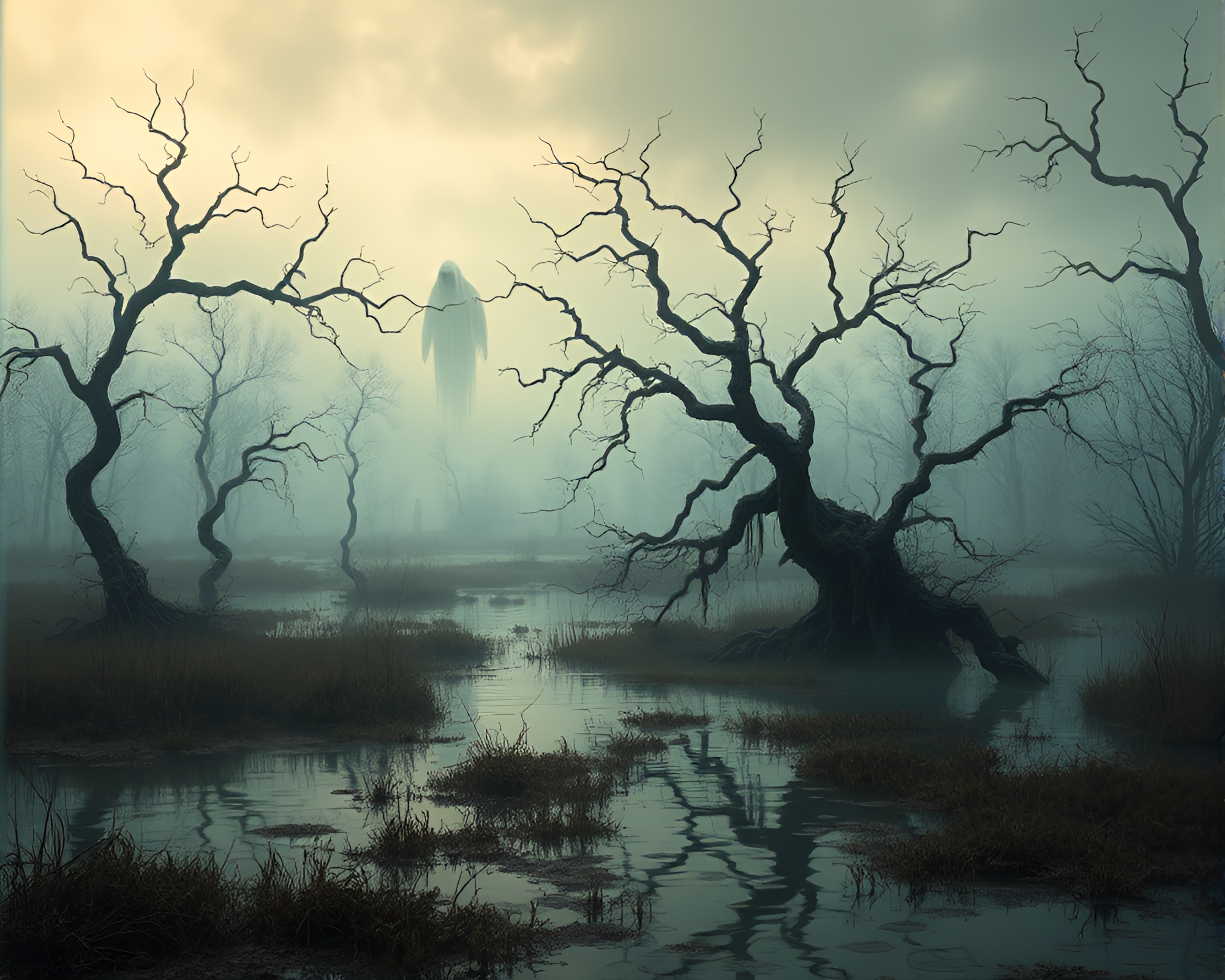 Ethereal Beauty: Phantasmal Marsh Landscape – free AI stock image