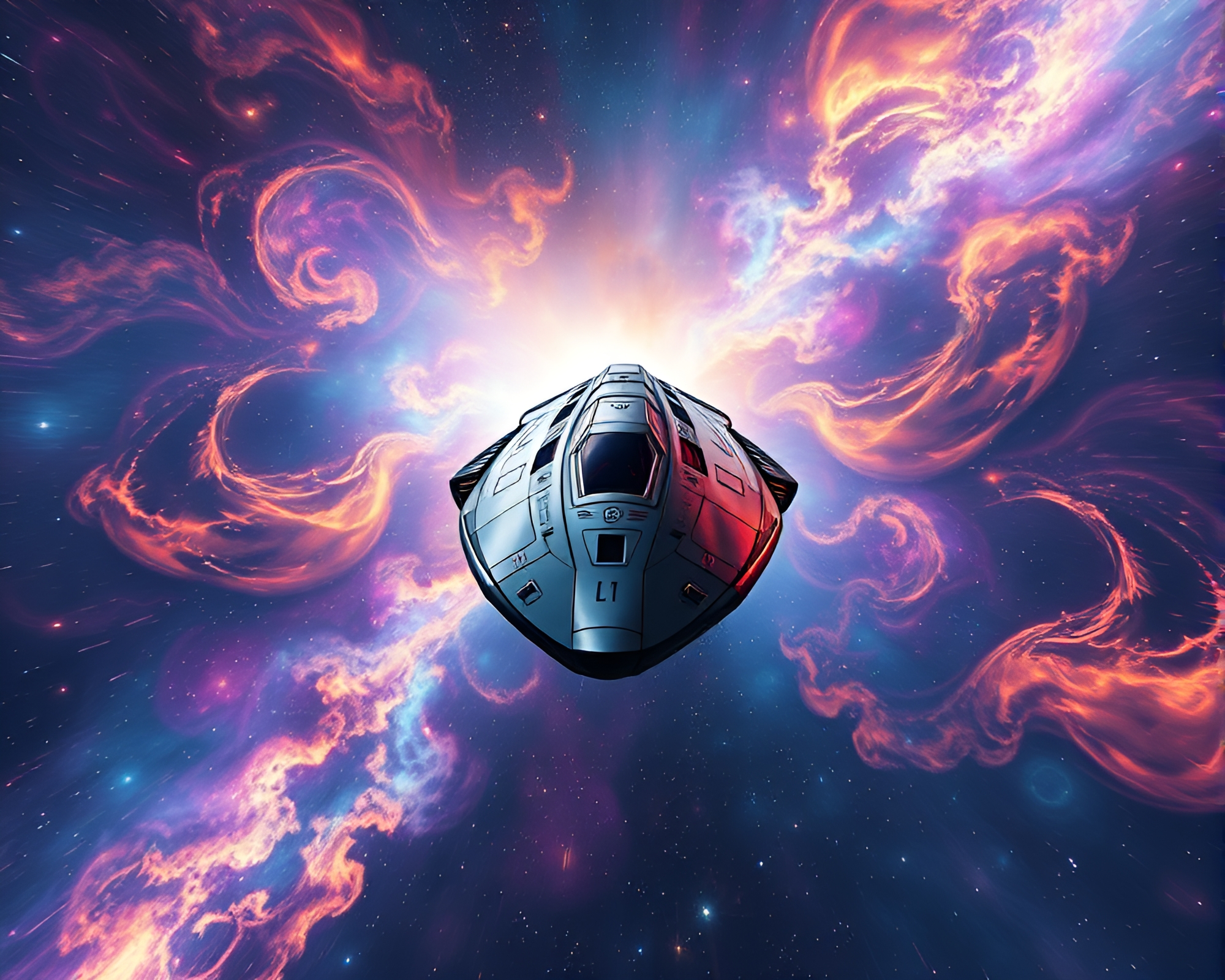Futuristic Spaceship Sails Through Cosmic Ocean of Stars – free AI stock image
