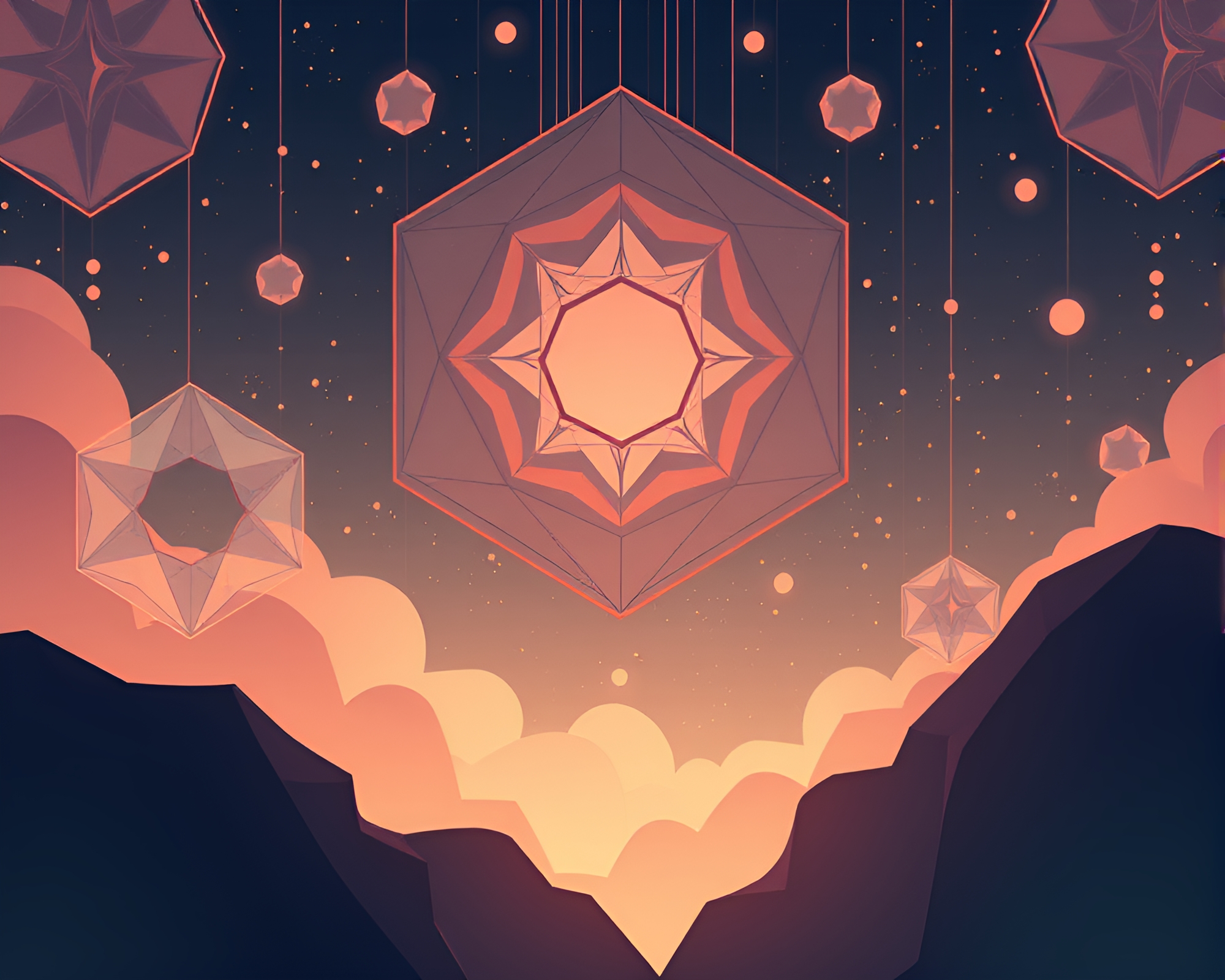 Ethereal Art Deco Geometric Shapes Floating Dreamily – free AI stock image