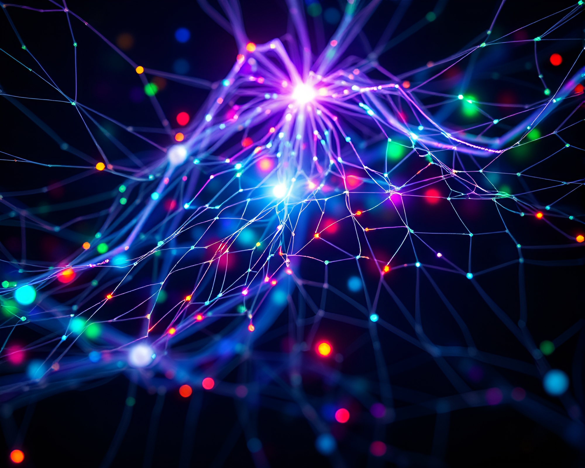 Enigmatic Bioluminescent Web Glowing Threads Quantum Entangled – free AI stock image