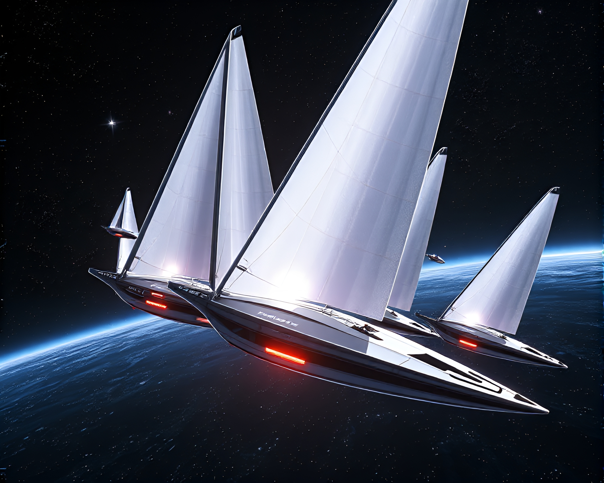 Futuristic Solar Sail Fleet Soaring Through Space – free AI stock image