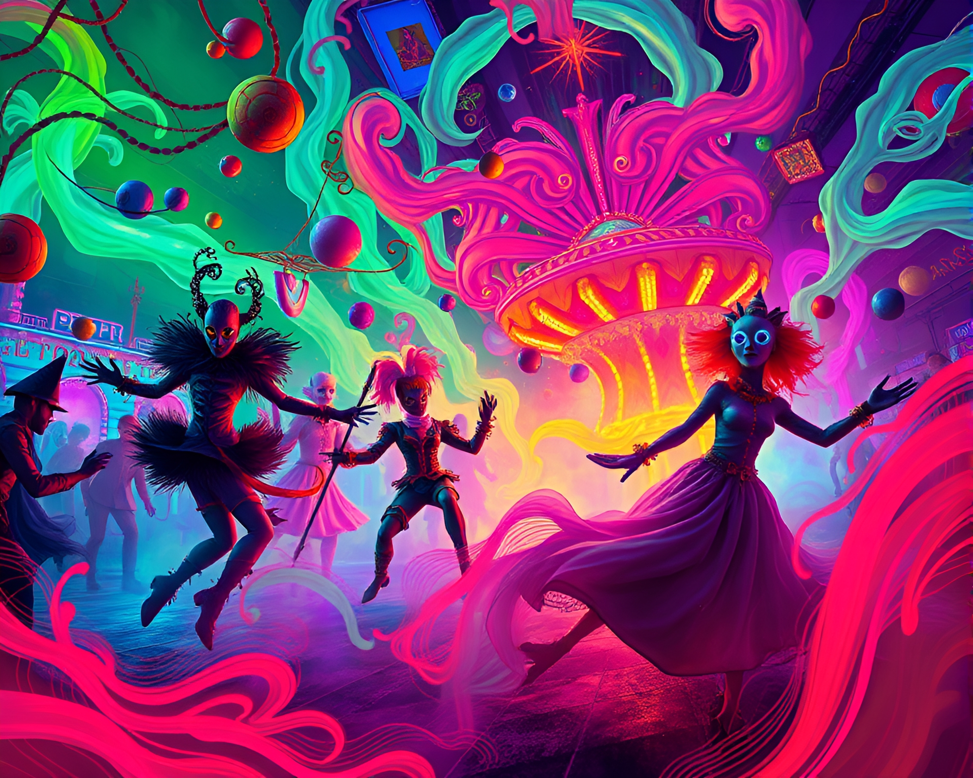 Spectral Carnival: Psychedelic Pop Art Masterpiece – free AI stock image