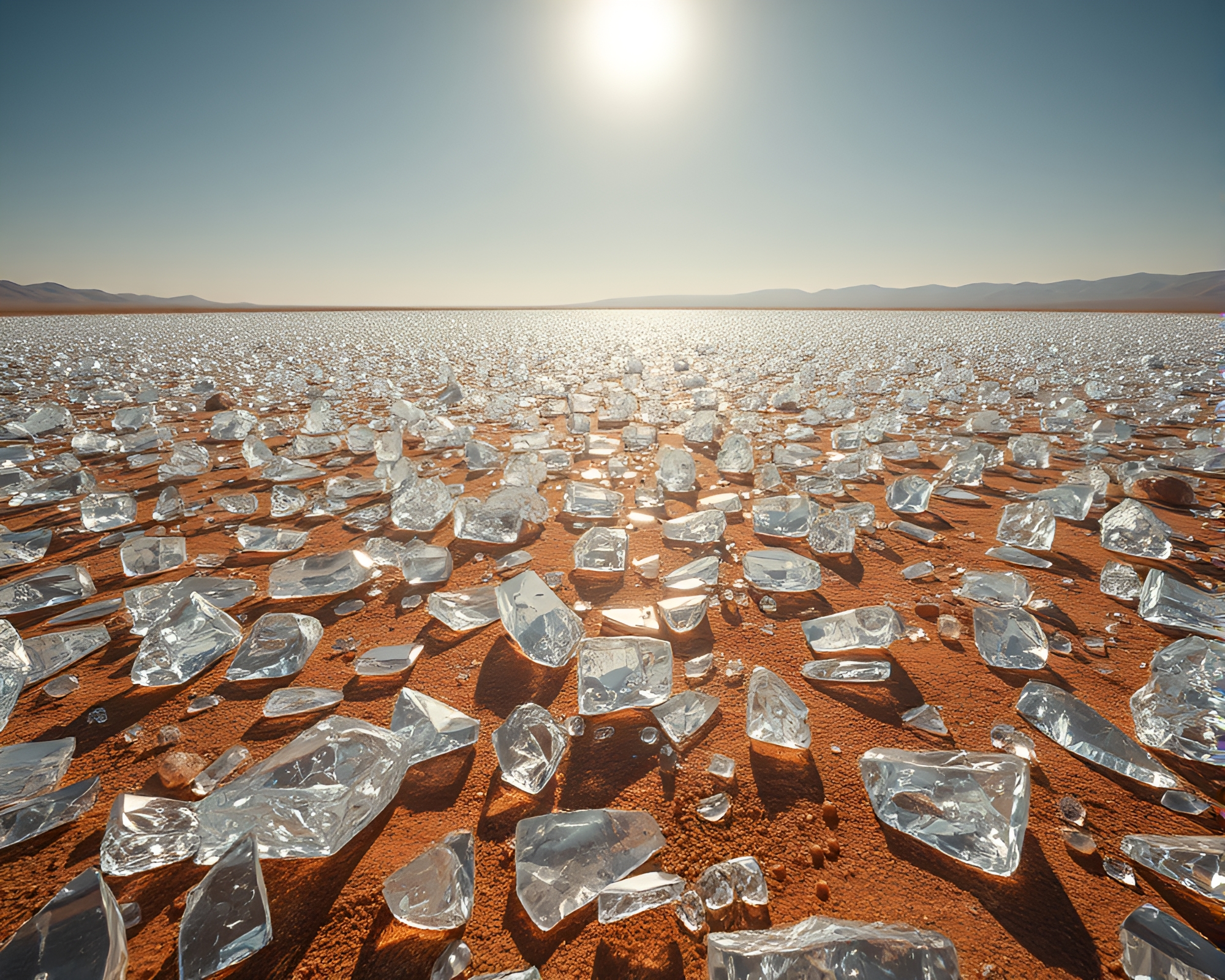 Desert Wasteland Glittering with Glass Shards – free AI stock image