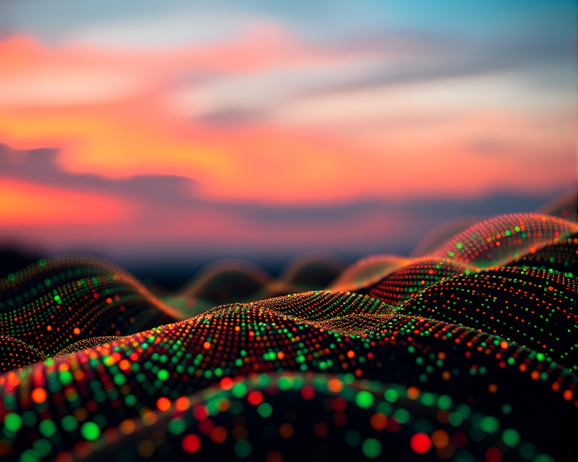 Captivating Digital Data Stream Against Twilight Sky – free AI stock image