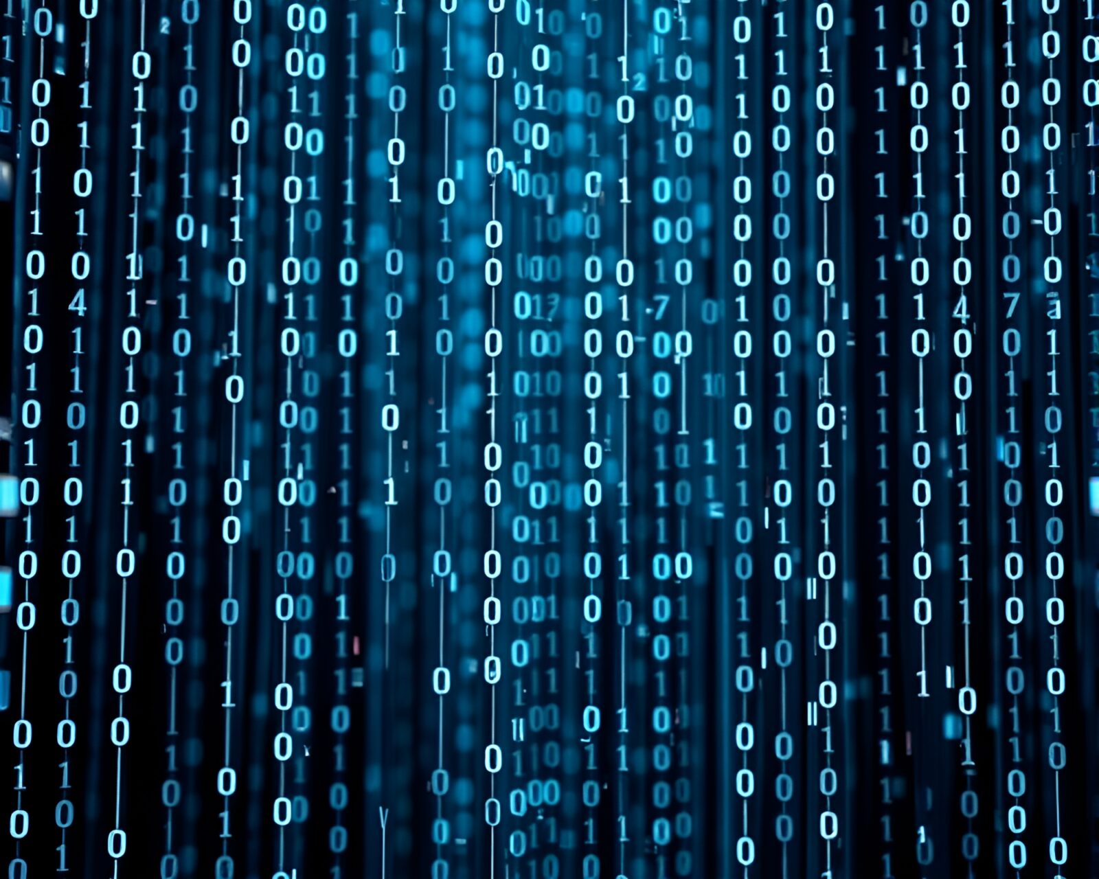 Crystal-clear binary digits raining down in hypnotic digital scene