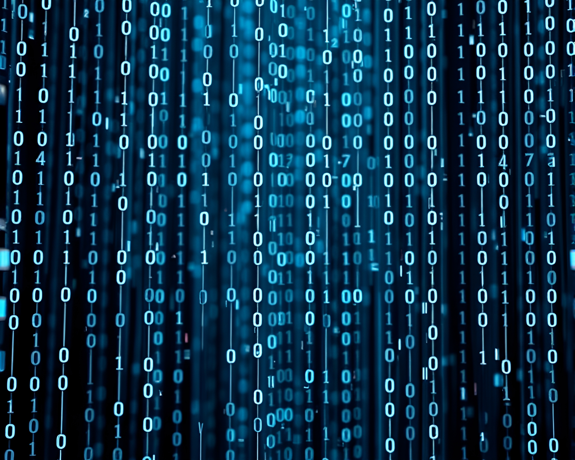 Mesmerizing Binary Code Downpour in Macro Photography – free AI stock image