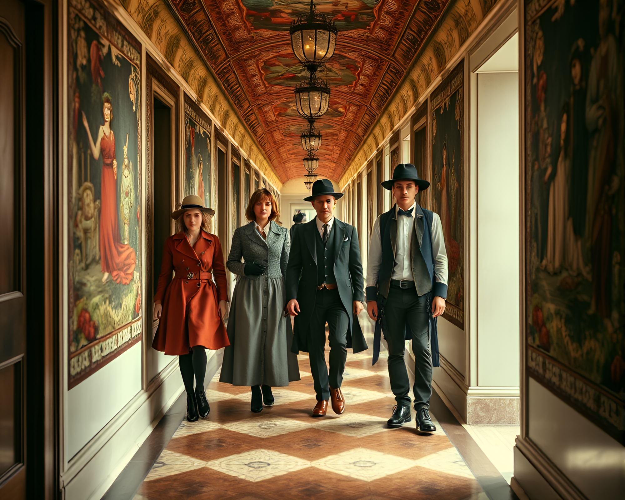 Captivating Time-Warp Corridor Fusion of Past and Present – free AI stock image