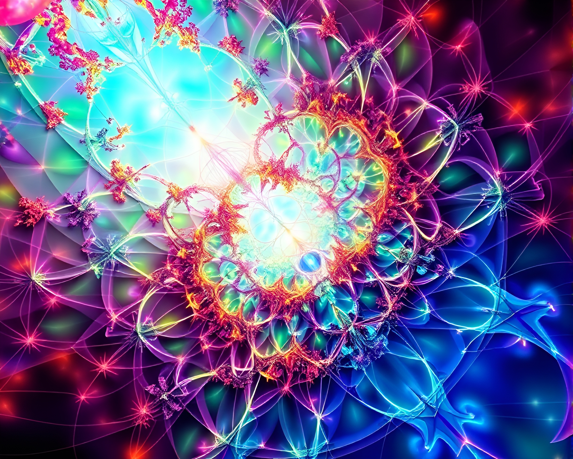 Intricate Fractal Geometry: A Vibrant Stained Glass Display – free AI stock image
