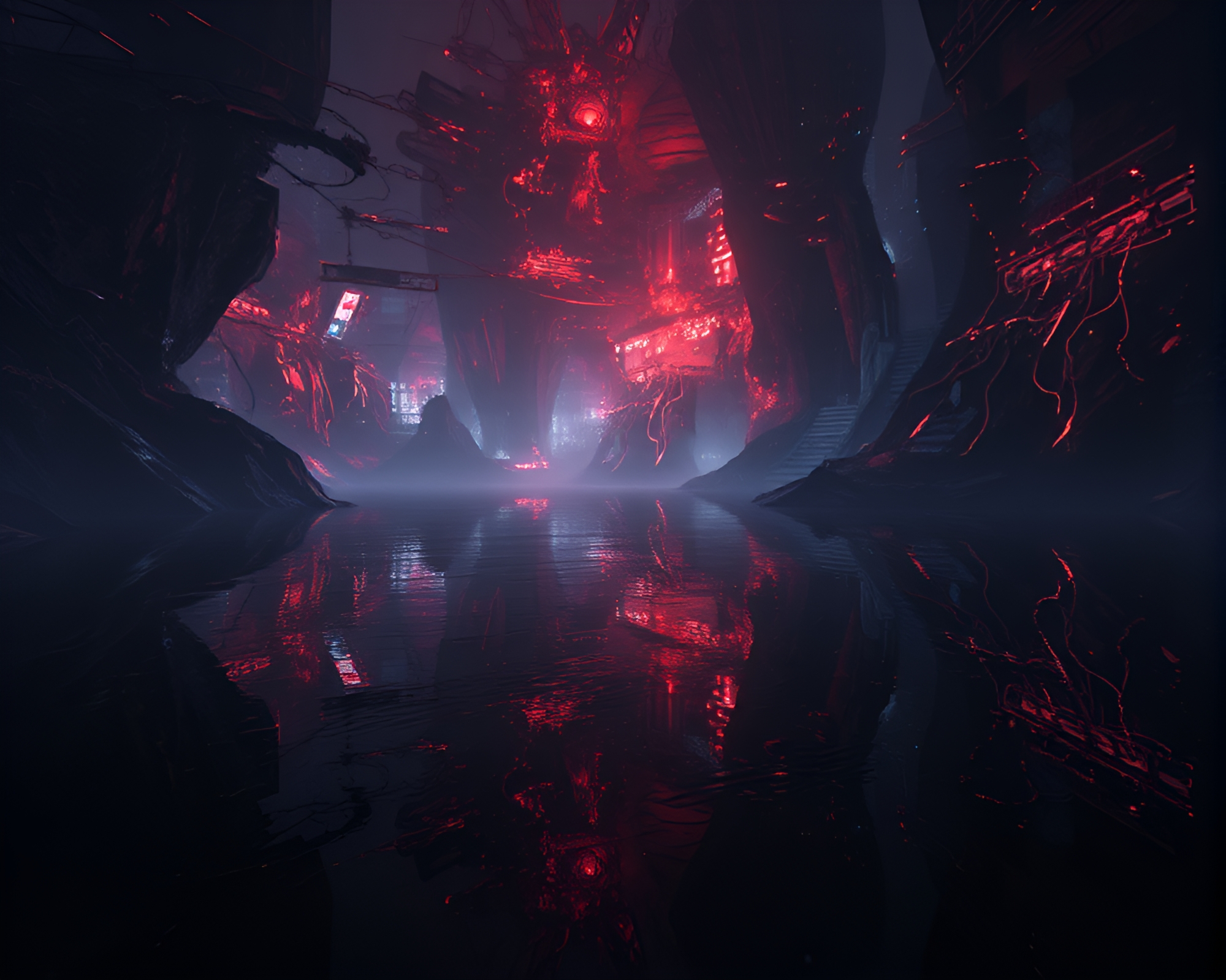 Enigmatic Subterranean Reflections in Digital Artistry – free AI stock image