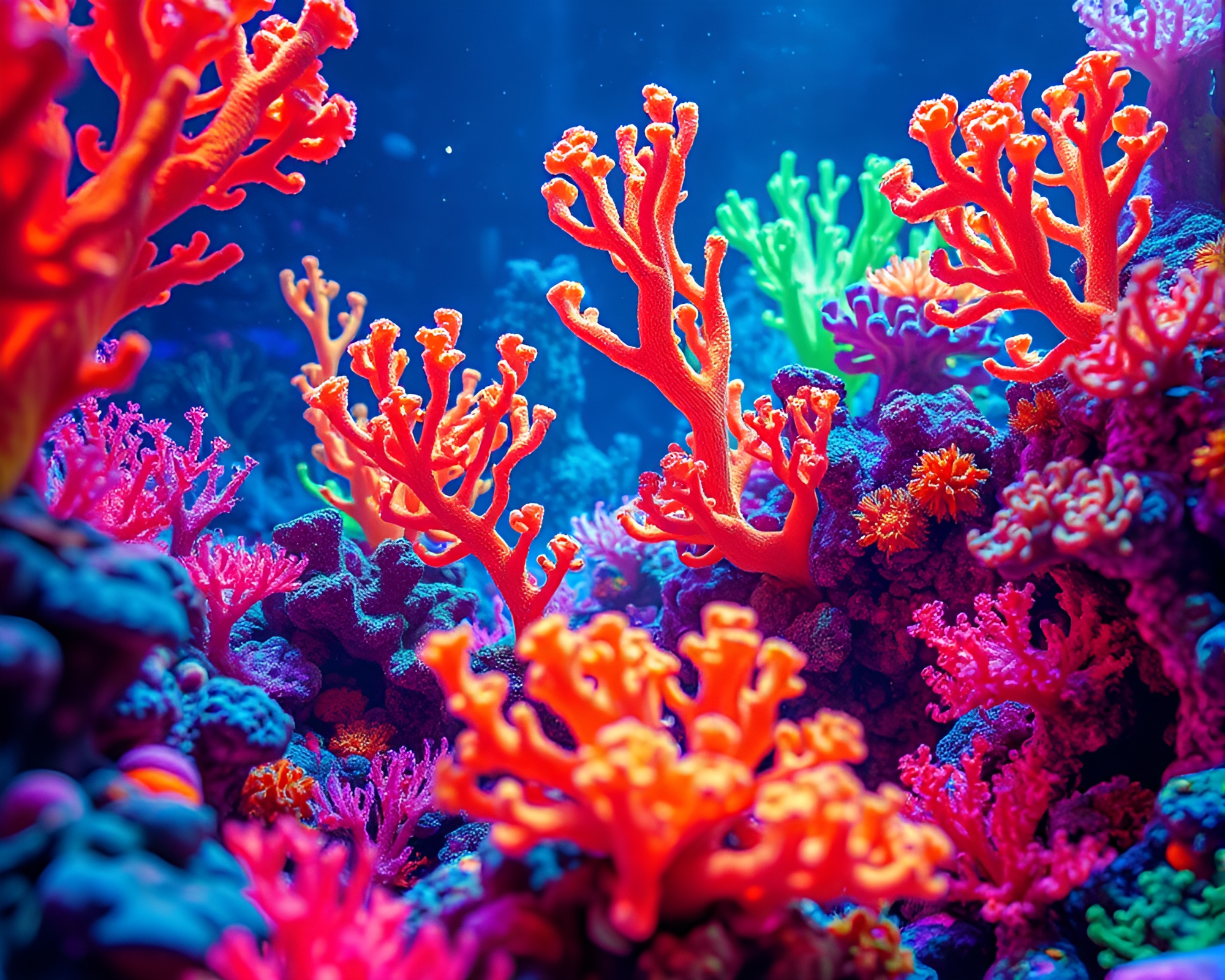 Surreal Alien Coral Forest in Vibrant Neon Colors – free AI stock image
