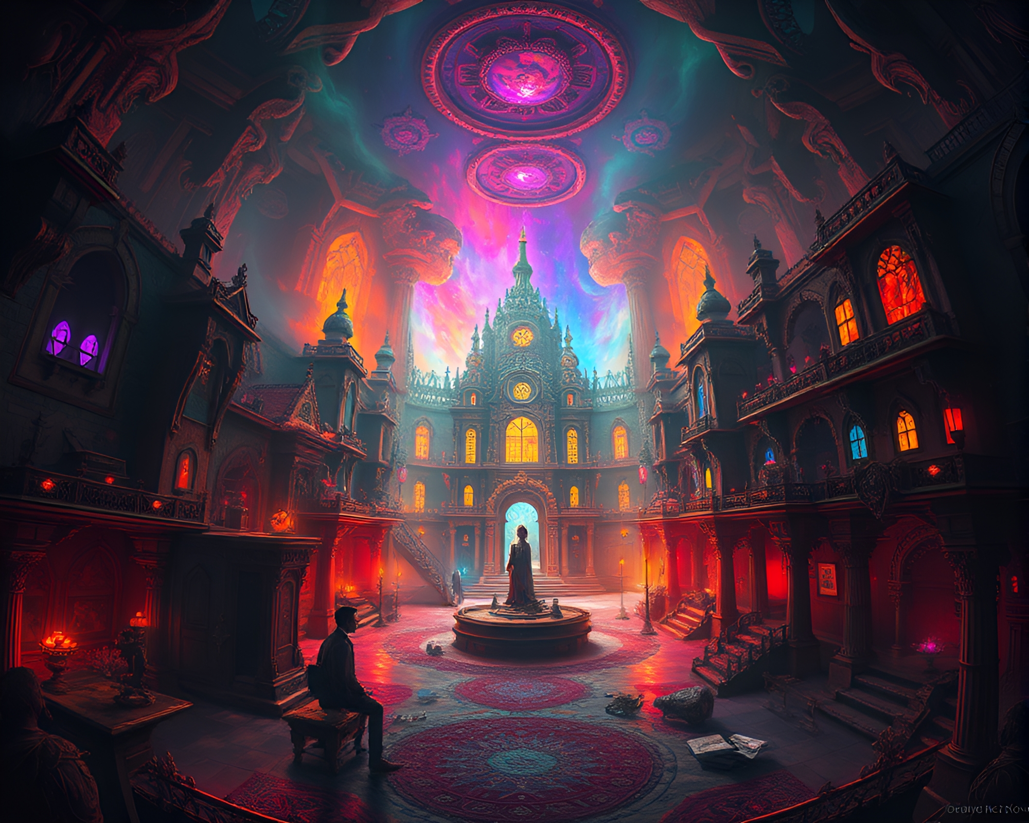 Intricate Memory Palace with Vivid Colors and Mysteries – free AI stock image