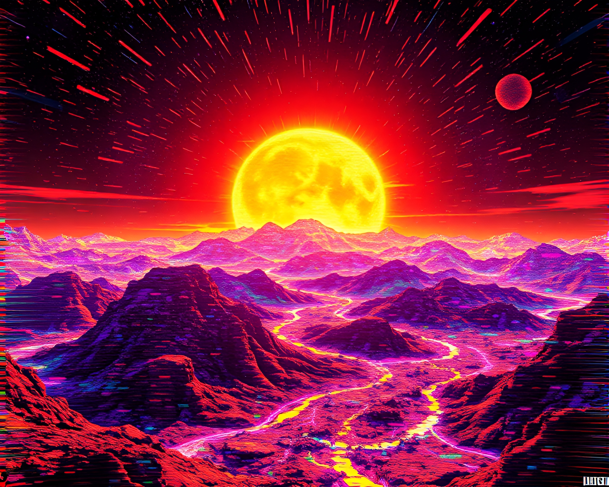 Surreal Landscape with Massive Solar Flare Dominating Horizon – free AI stock image
