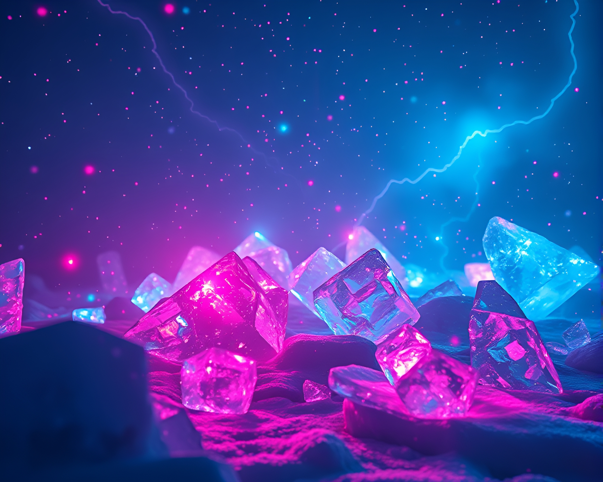 Mesmerizing Ice Prism Light Show in Icy Cavern – free AI stock image