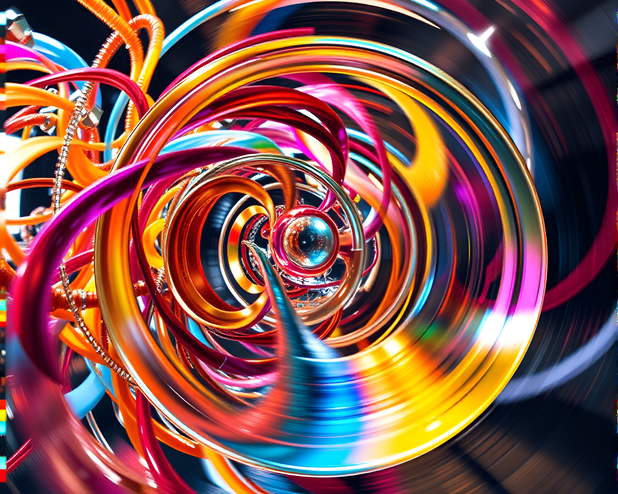 Mesmerizing Time-Lapse Motion of Futuristic Kinetic Sculpture – free AI stock image