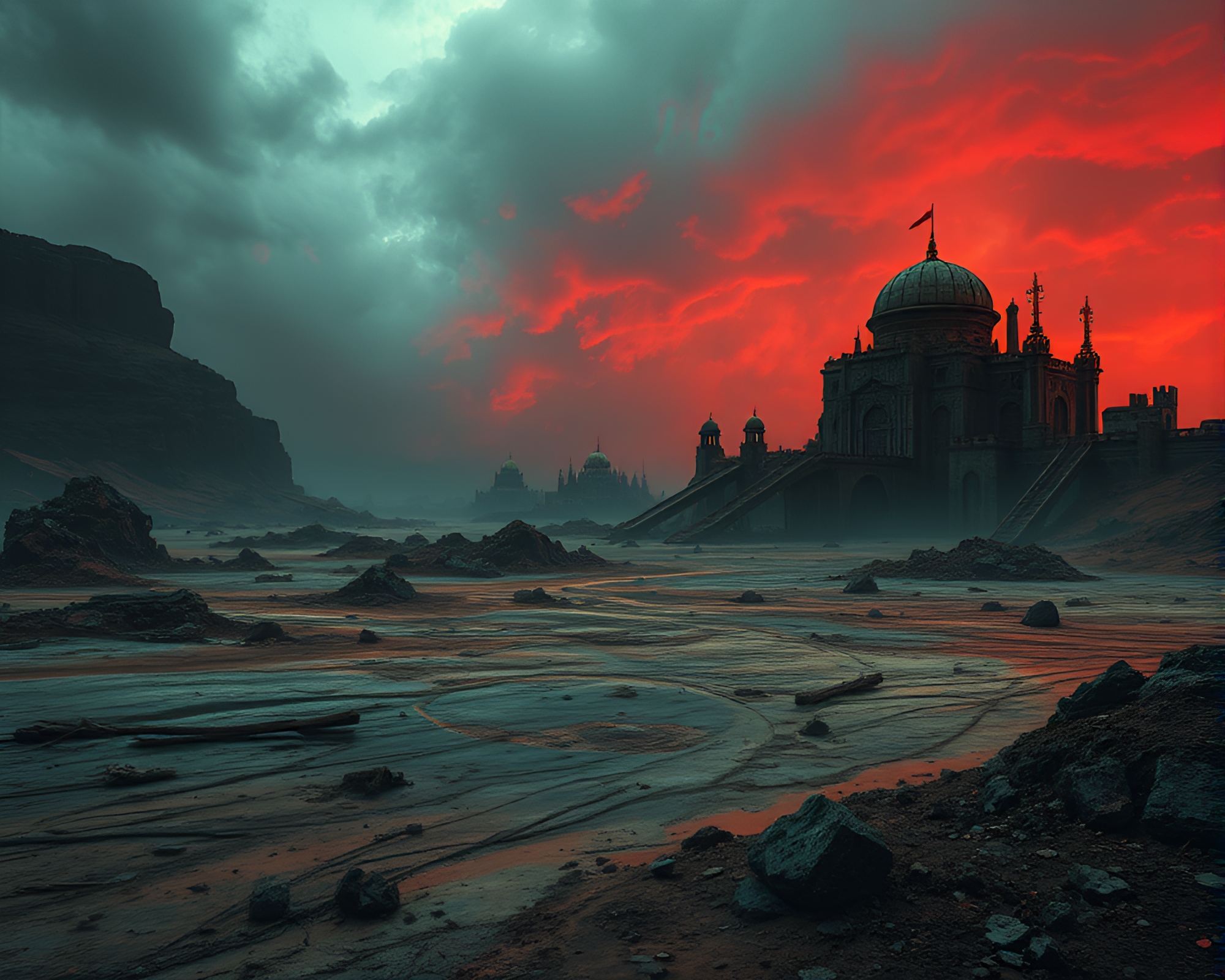 Eerie Post-Apocalyptic Wasteland Landscape – free AI stock image