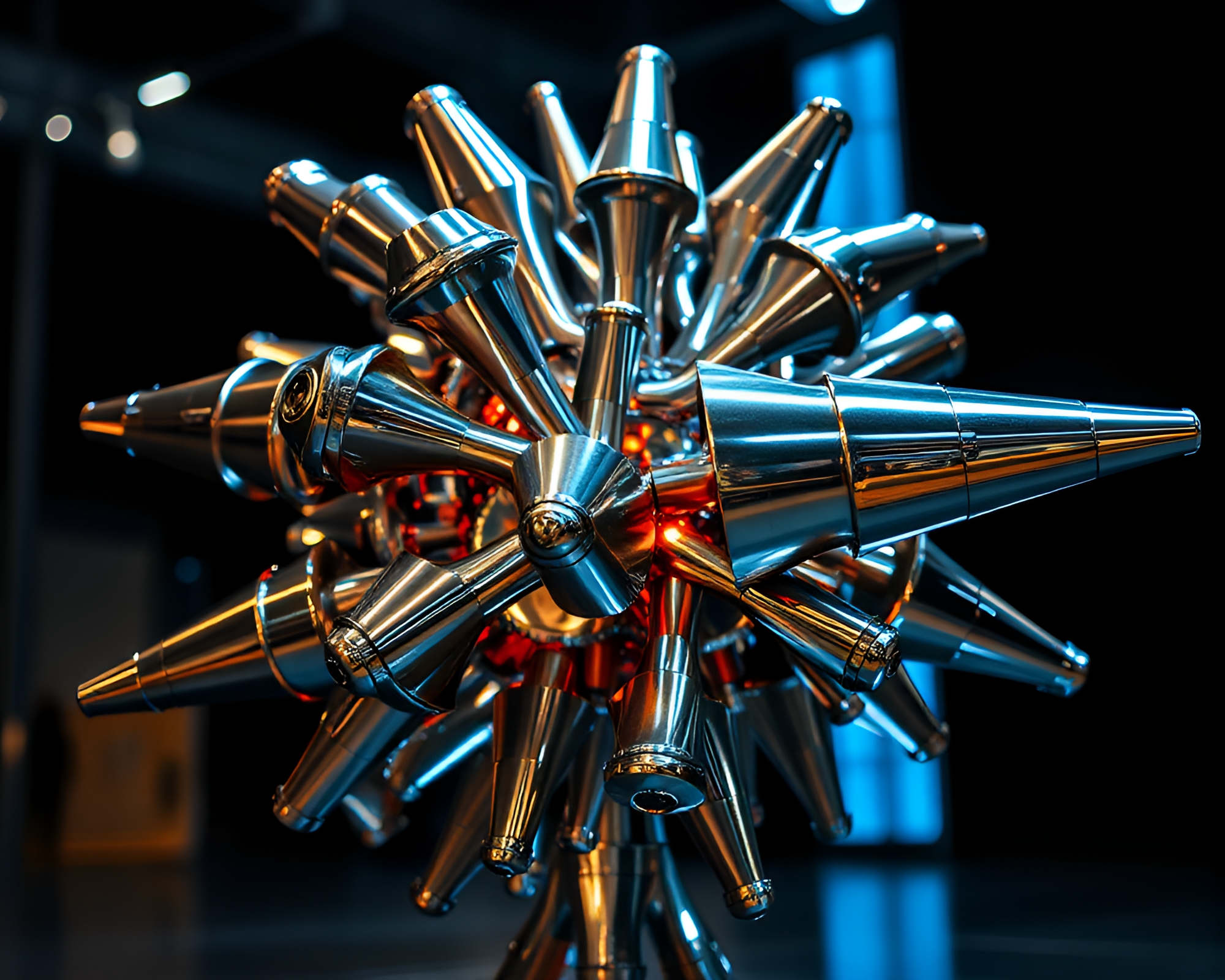 Futuristic Kinetic Sculpture Reflecting Abstract Elegance – free AI stock image