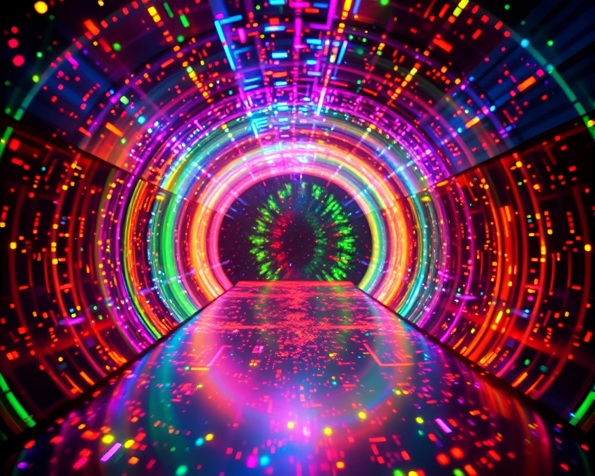 Mesmerizing Kinetic Light Tunnel in Photorealistic CGI Environment – free AI stock image