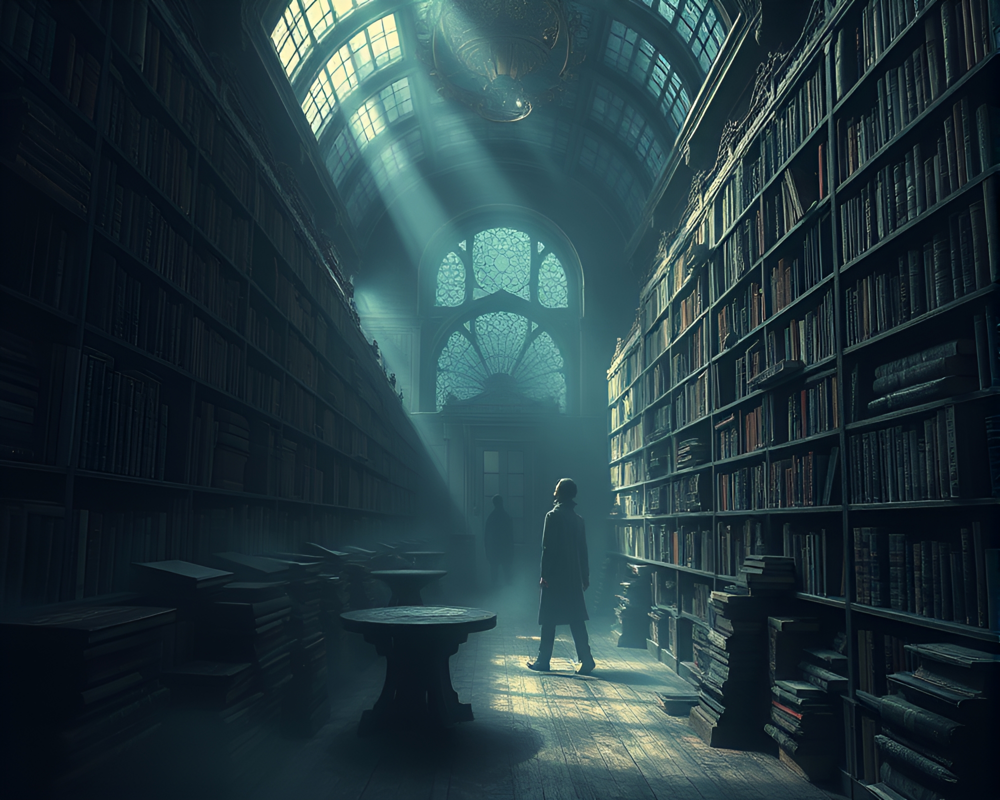 Eerie and Mysterious Library of Ancient Tomes – free AI stock image
