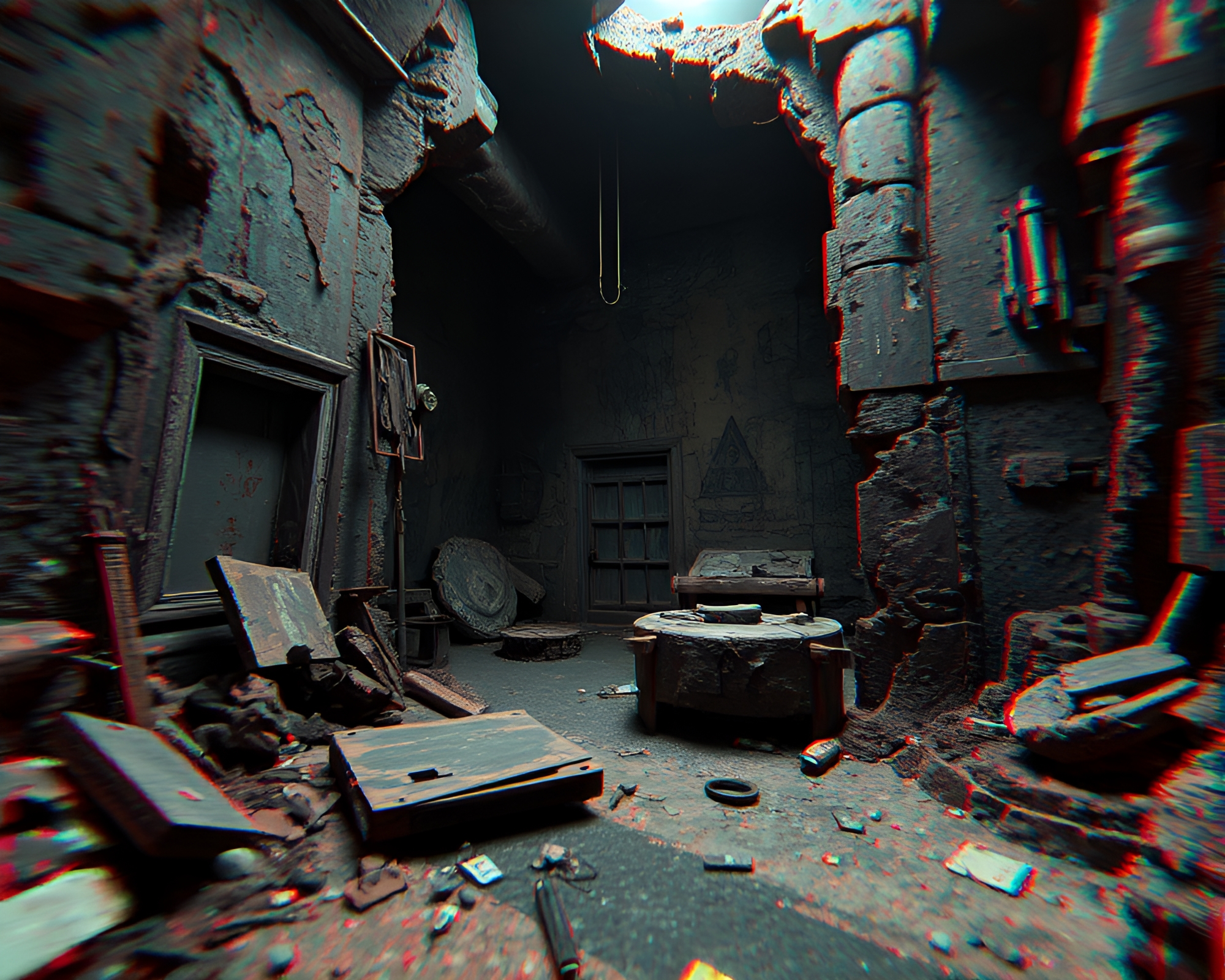 Eerie Glitched Ruins in a Time-bending Dimension – free AI stock image