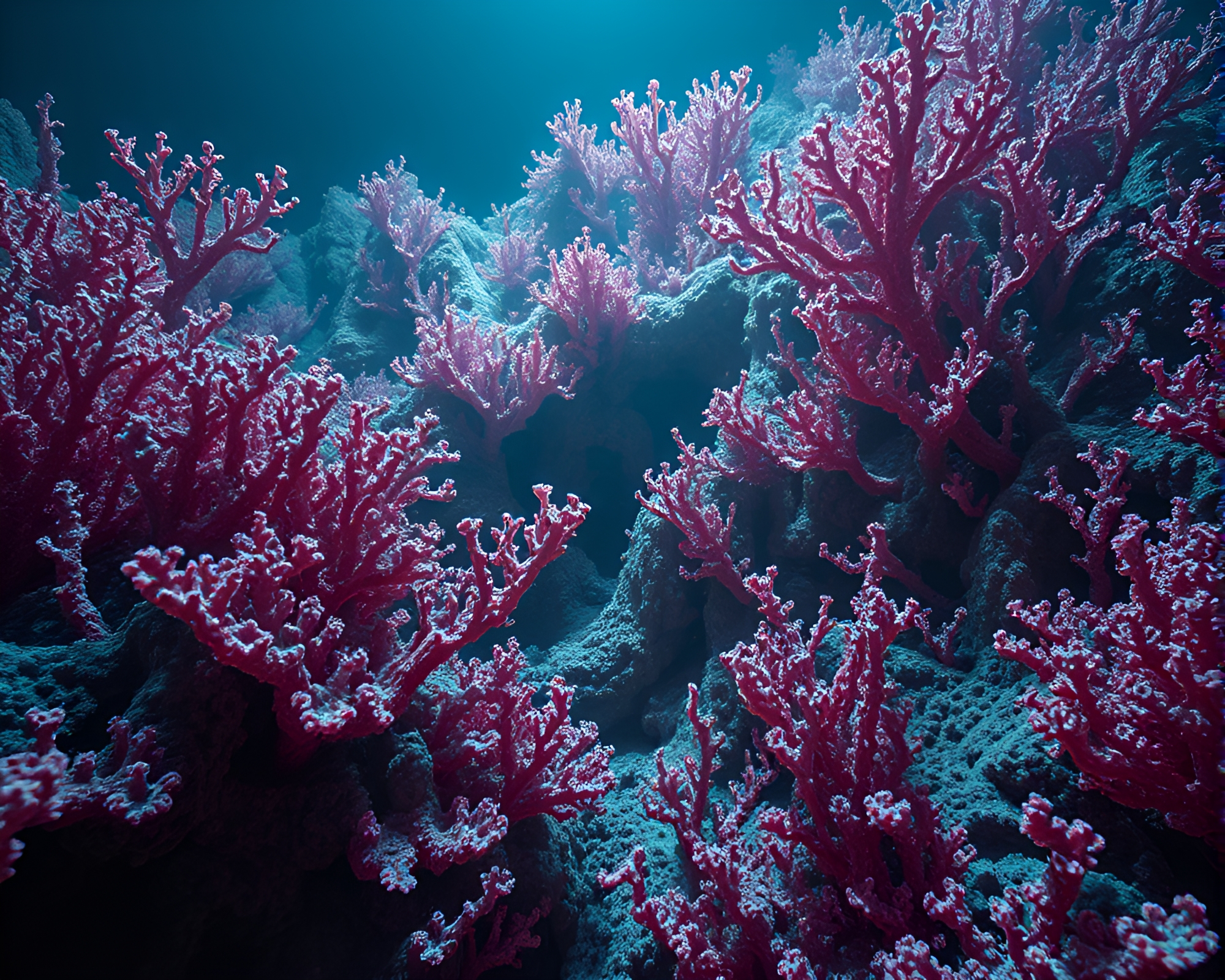 Alien Coral Forest: A Surreal Photomontage Collage – free AI stock image