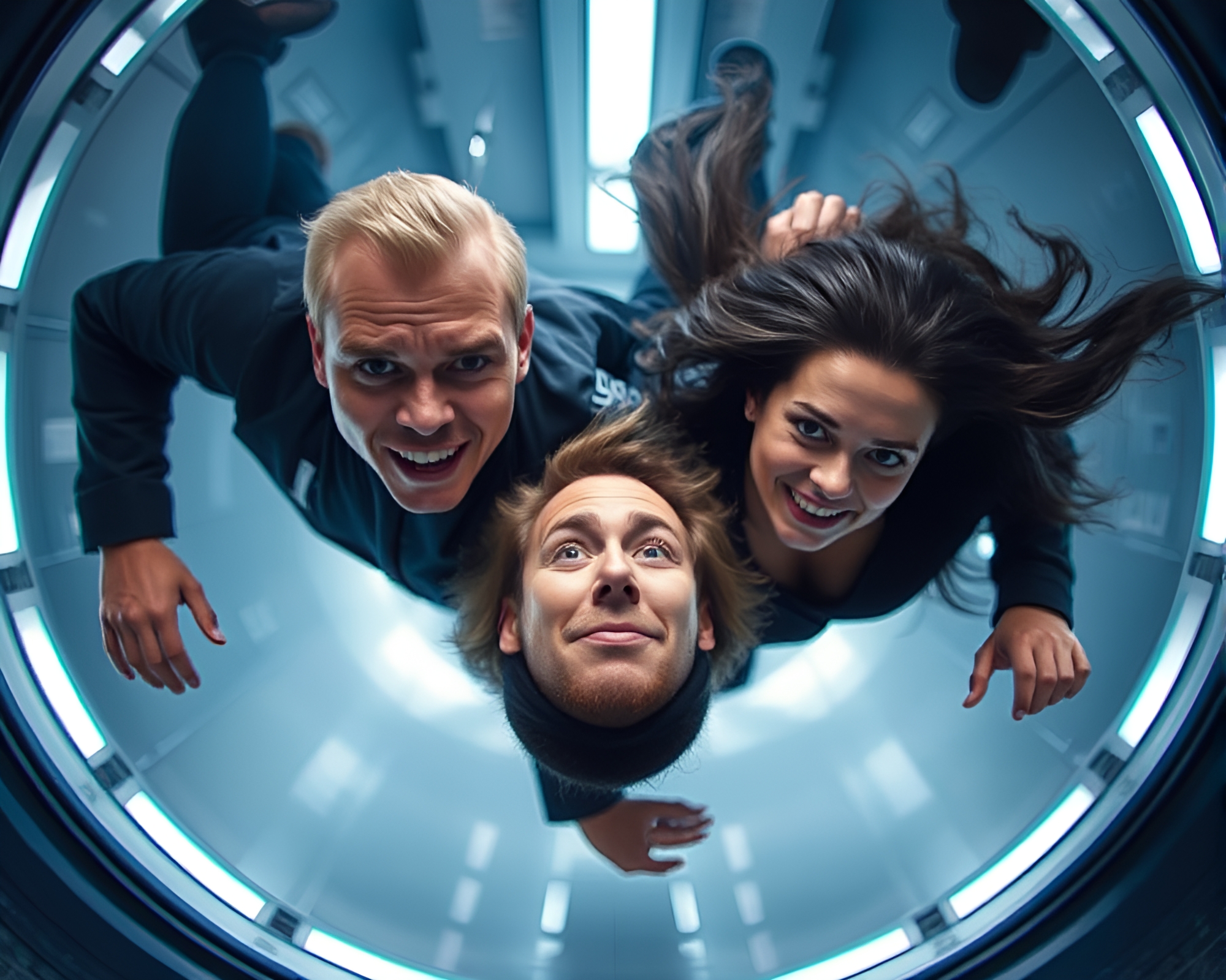 Tense Zero-Gravity Encounter Captured in Vivid Detail – free AI stock image
