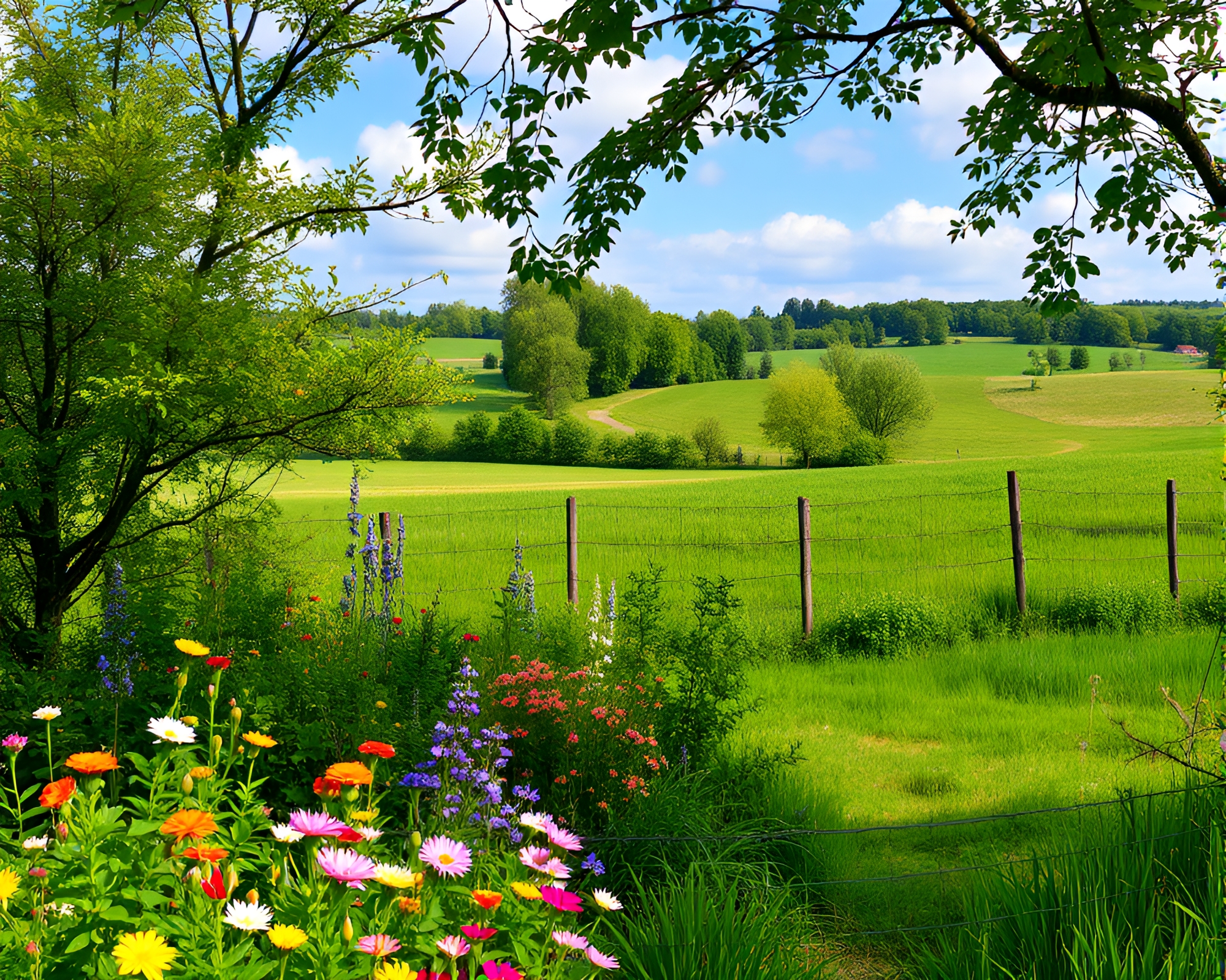 Tranquil Botanical Paradise: Lush Landscaping Wonderland – free AI stock image